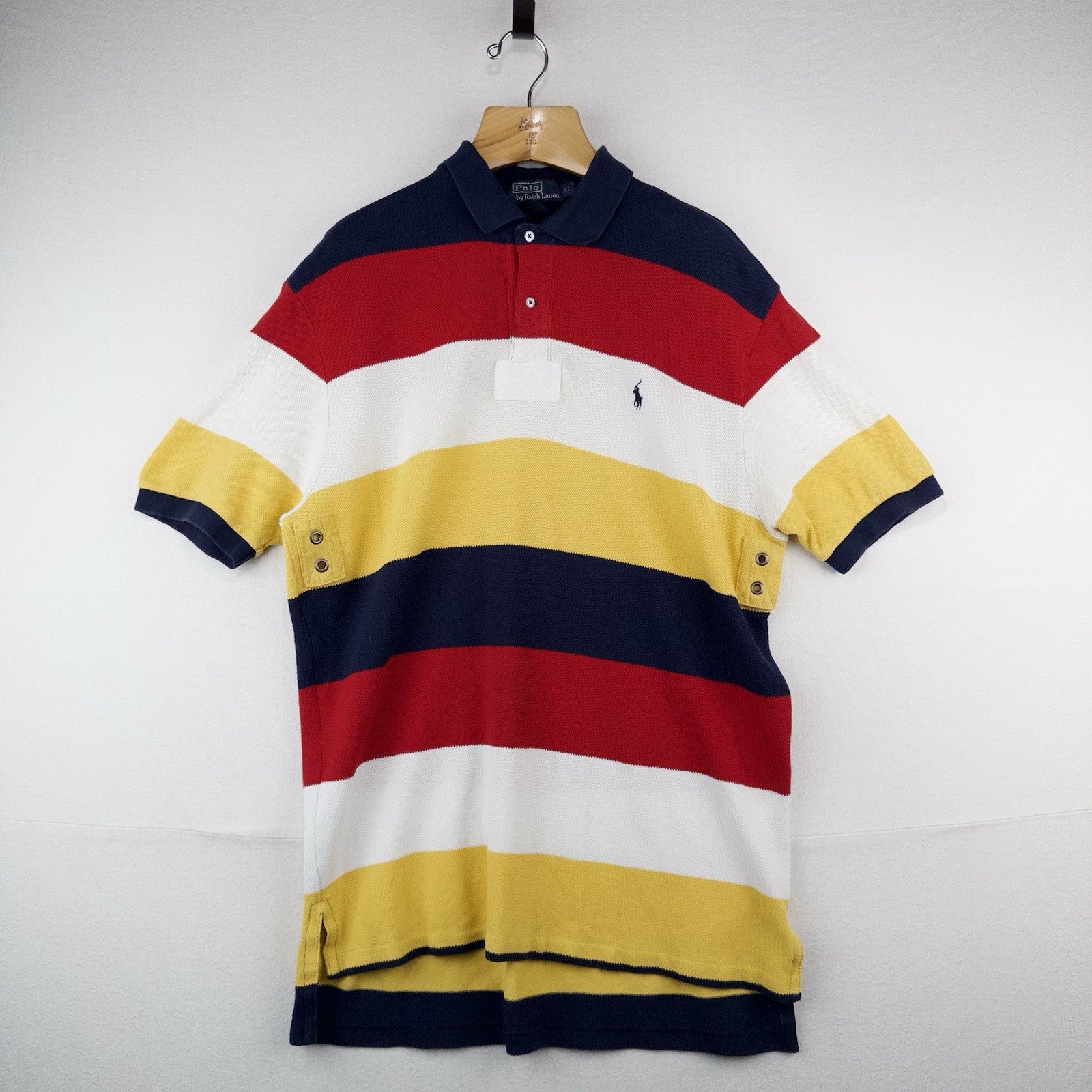 Polo Ralph Lauren Multi-Color Striped Polo Shirt w/ Grommets Men Size XL 