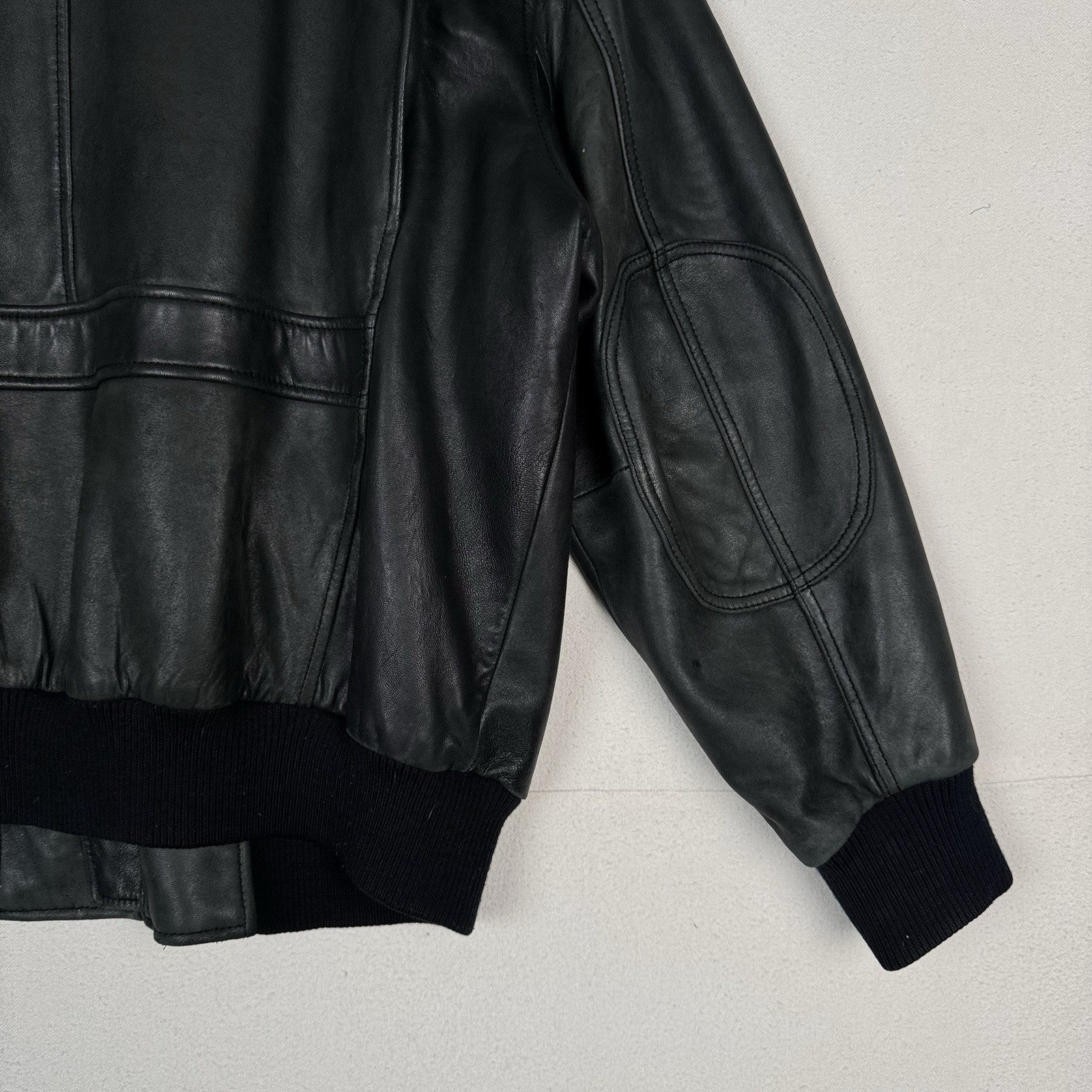 Roundtree And Yorke Genuine Lamb Skin Soft Leather Bomber Jacket Men’s XL Green