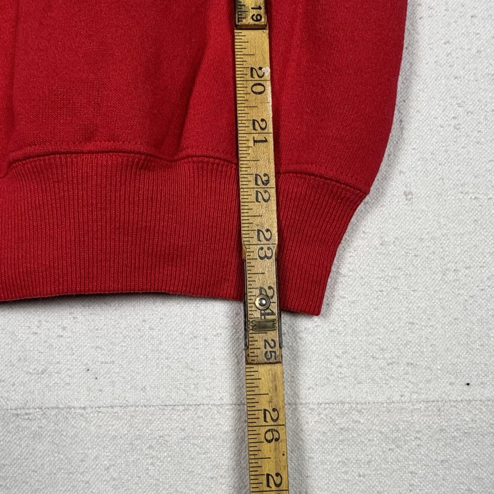 Vintage 80s Hanes Letford Red Raglan Crew Soft Cutoff Sweatshirt Sz M 50/50 USA