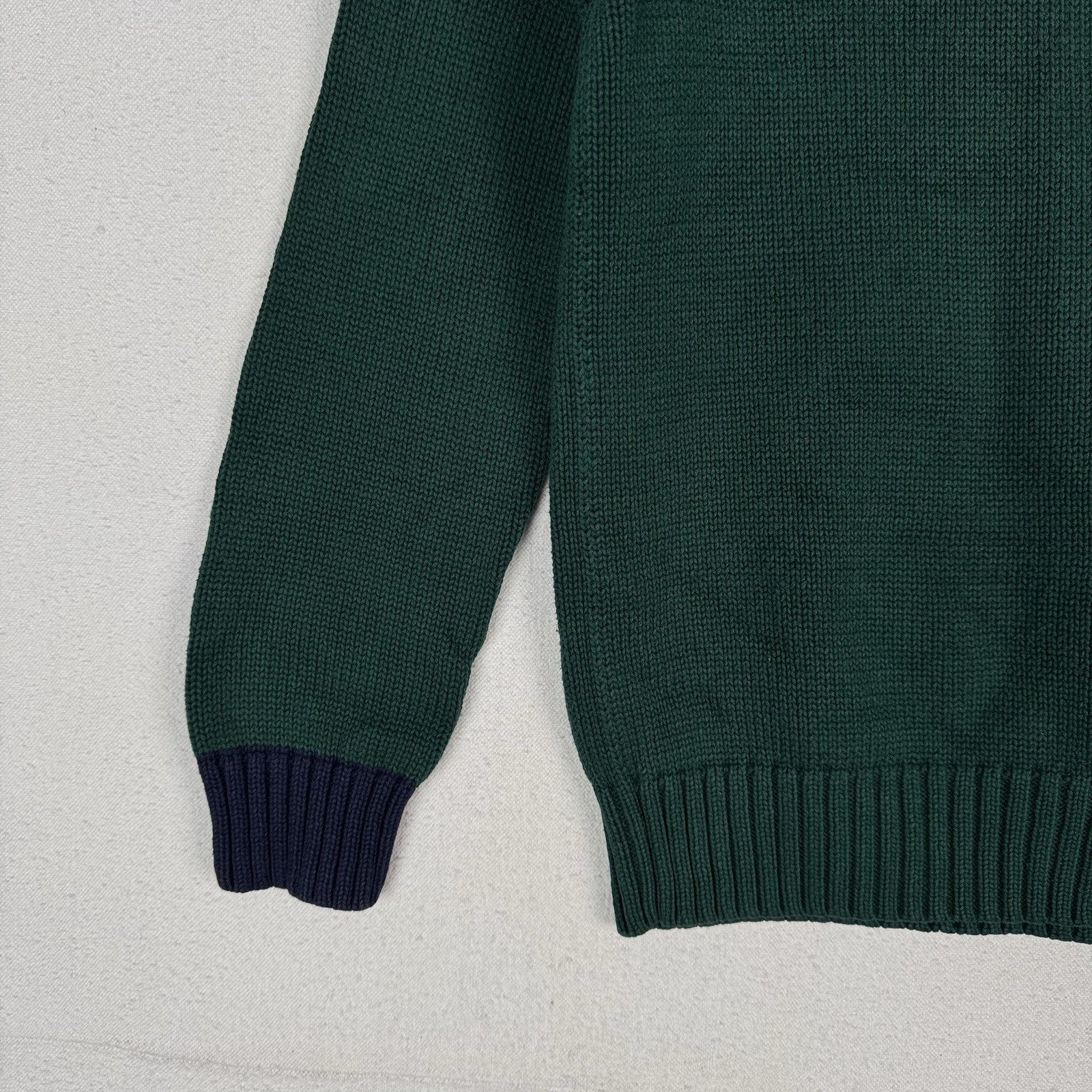 Polo Ralph Lauren Boys Large (14/16) Big Pony 1/4 Zip Sweater Green Navy Blue