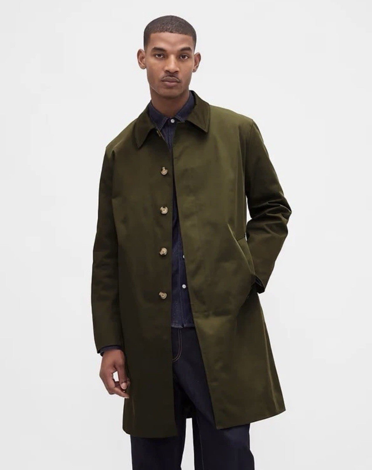 Gap Mac Rain Coat Olive Green Men’s M Relaxed Fit Water Resistant Wind Proof