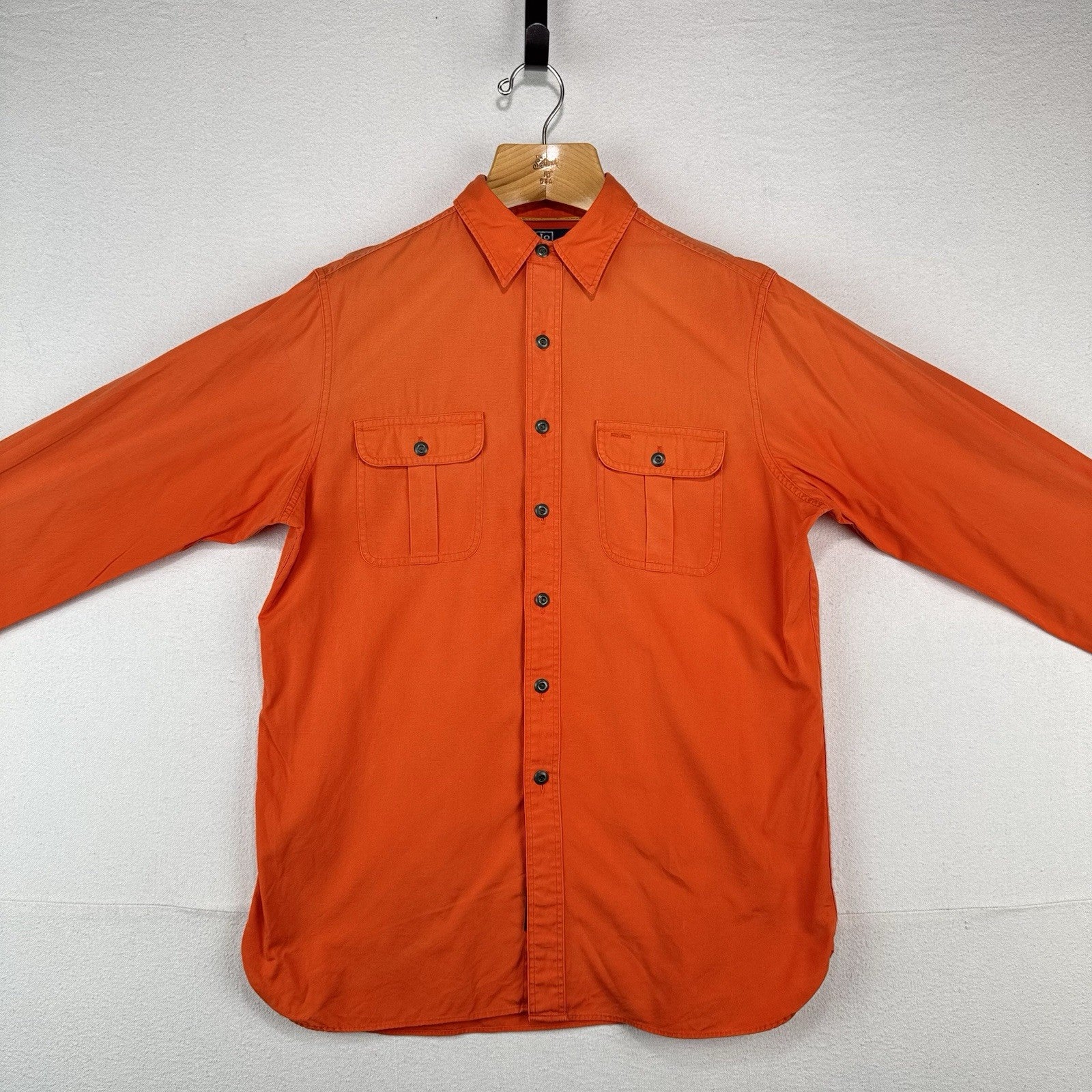 Polo Ralph Lauren Sunfaded Safari Shirt Men's L Orange Long Sleeve Button Up