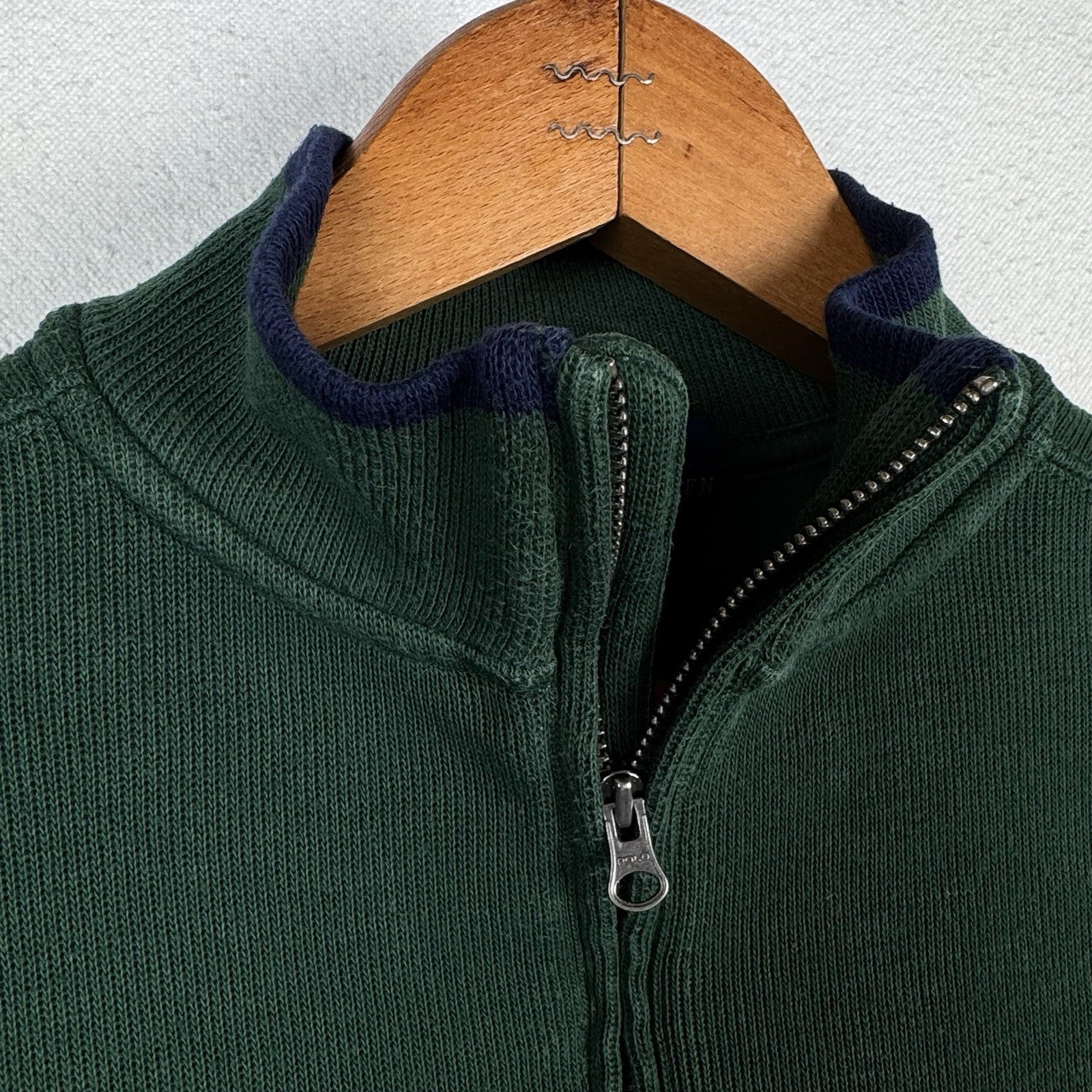 Polo Ralph Lauren Boys Quarter Zip Sweater Pullover Holiday Green Medium 10-12