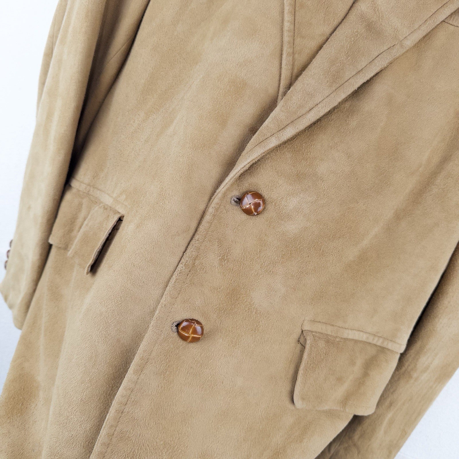 70’s Vtg M.S. McClellan Mens 36 Leather Suede Sport Coat Jacket Camel Tan *Read
