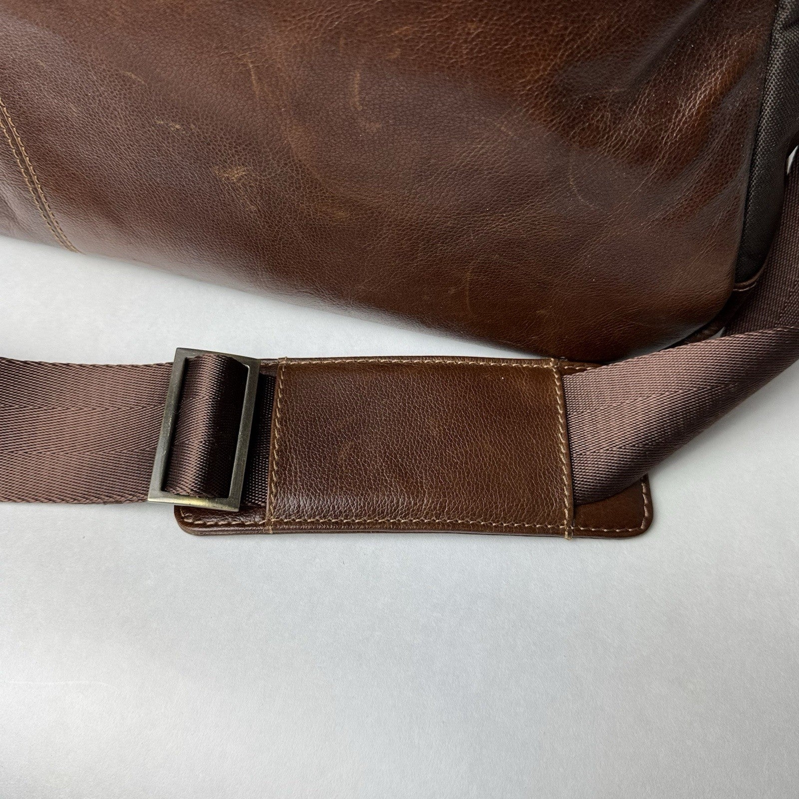 Boconi Garth Commuter Brown Leather Duffle Bag 21”x10”x12”
