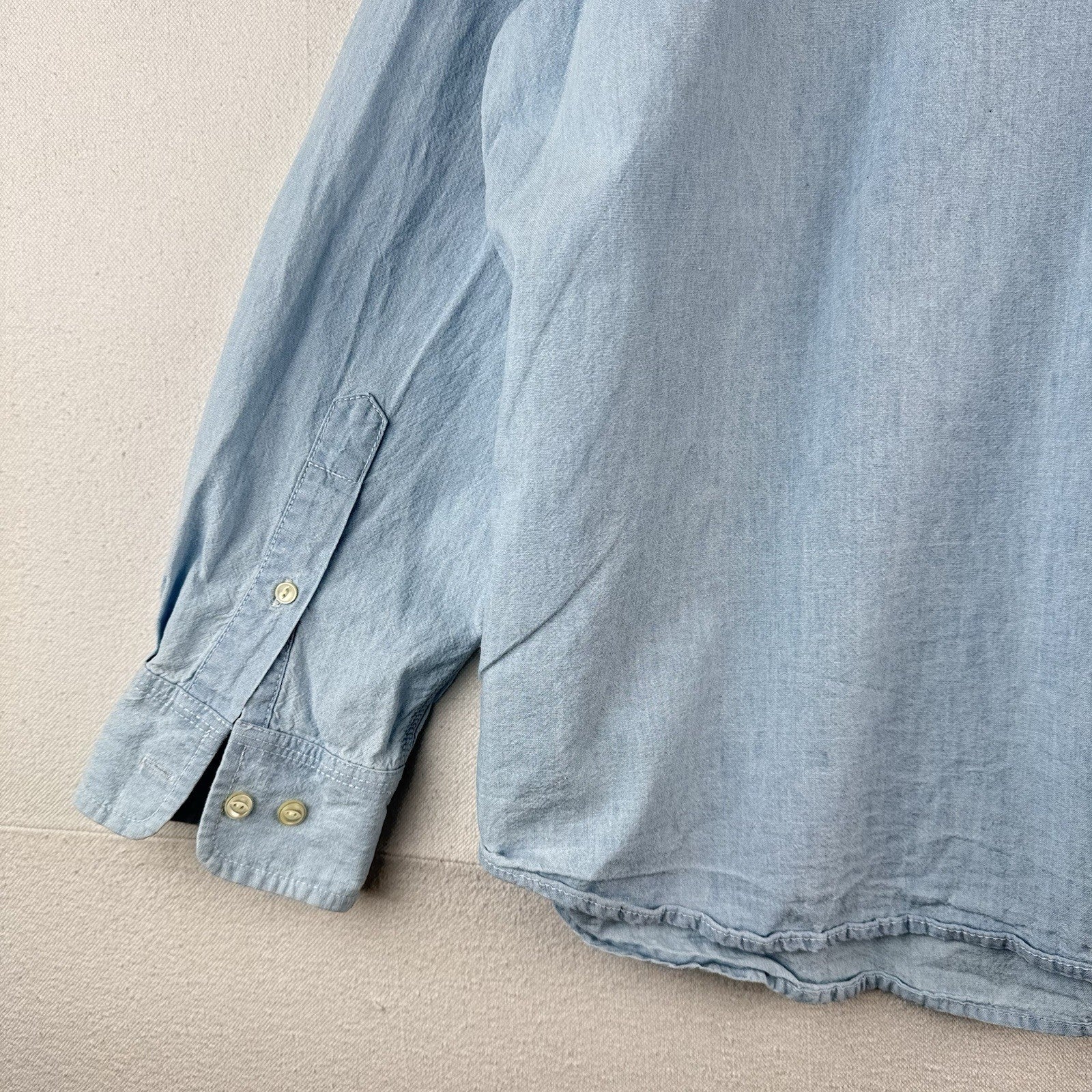 Lauren Ralph Lauren Women's 2X Blue Chambray Button Down Shirt 100% Cotton