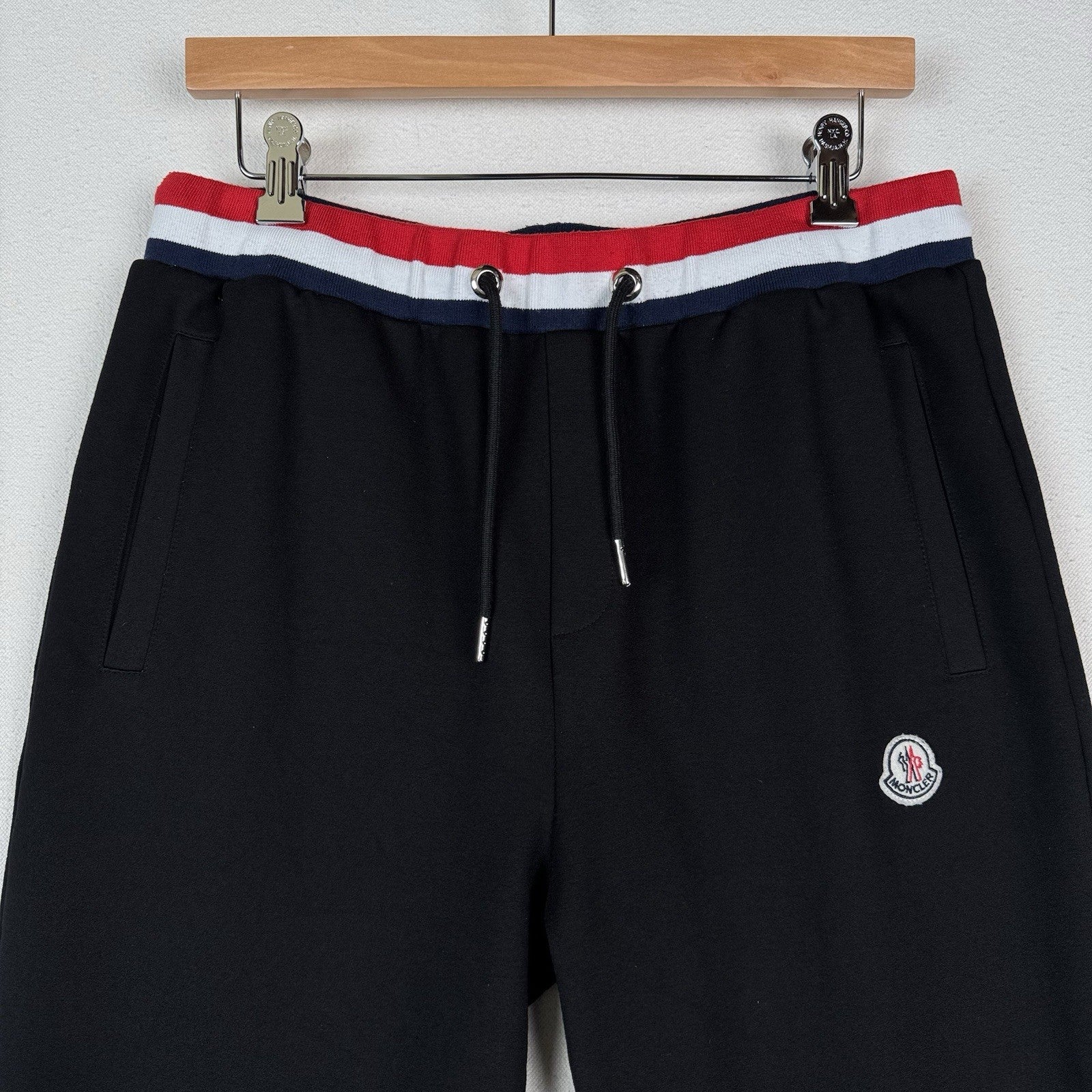 Moncler Logo Jogger Pants Black Tricolor Stripes  XS/S - 26” Inseam/32” Waist*