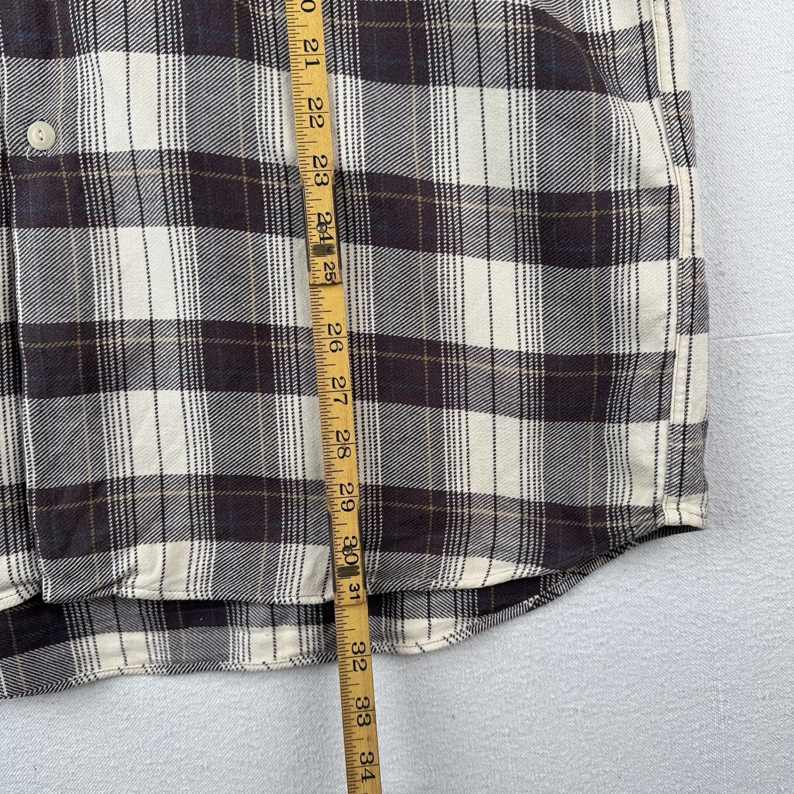 Vintage Ralph Lauren Shirt Mens L Brown Plaid Benford Flannel Cotton *Read