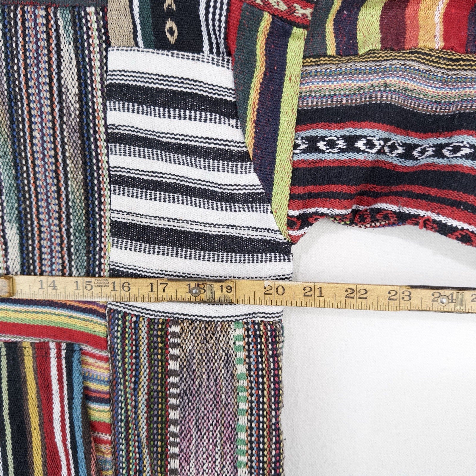 Vintage Patchwork Rug Baja Hoodie Full Zip Jacket Small Boho Festival