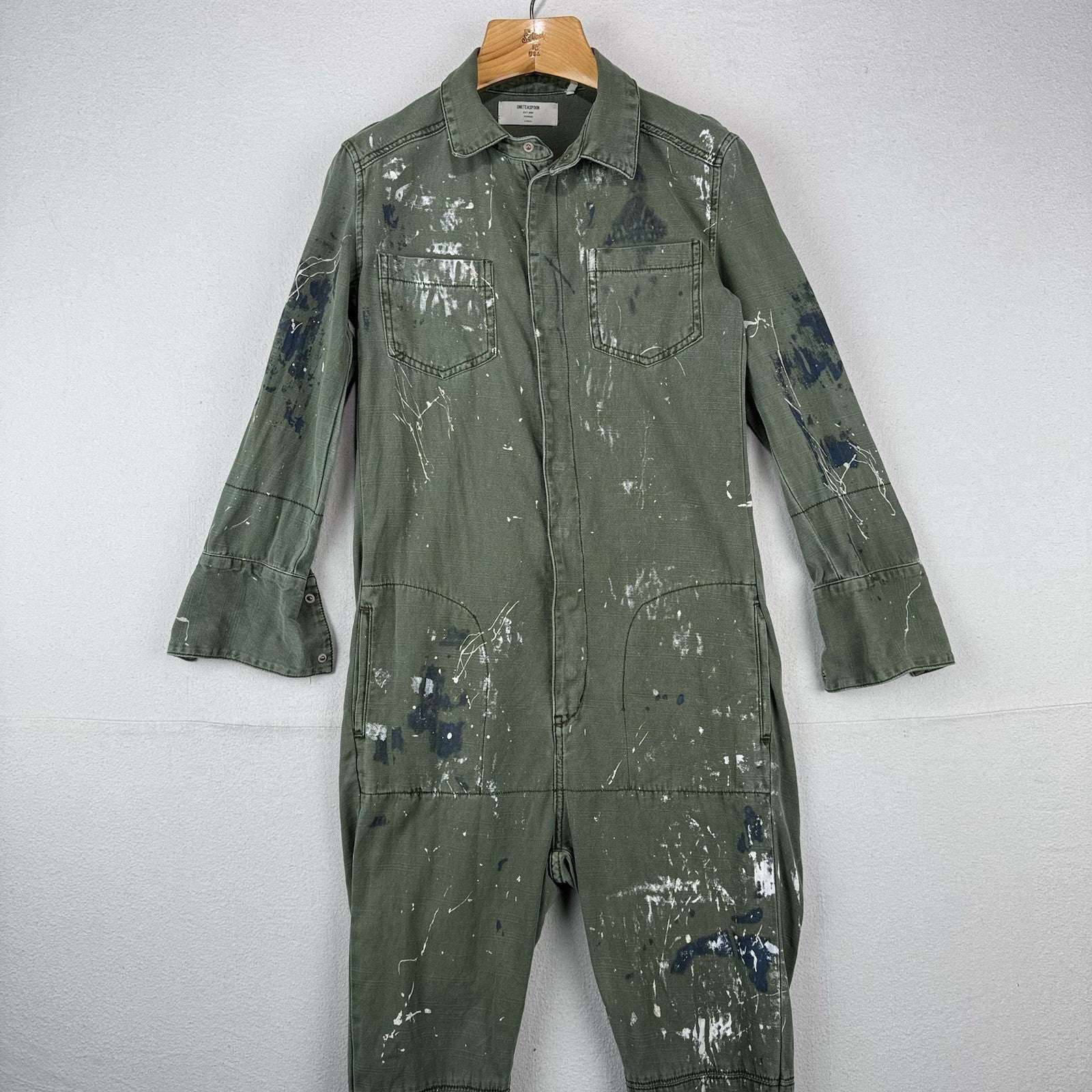 One Teaspoon Long Sleeve Distressed Jumpsuit Cotton Slouchy Snap Women’s XS
