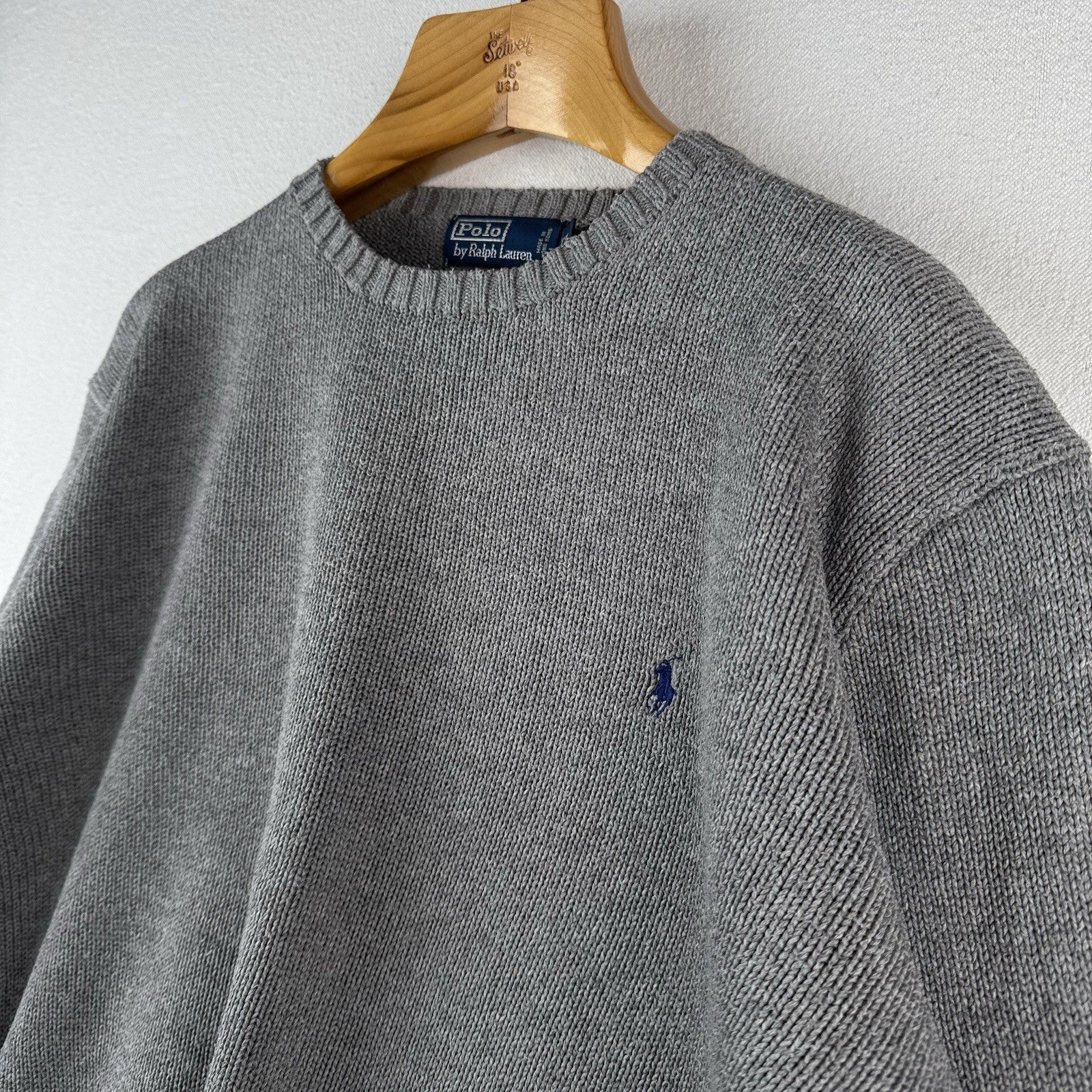 90’s Vintage Polo Ralph Lauren Knit Sweater Men’s 2XL Gray Cotton Crew Neck