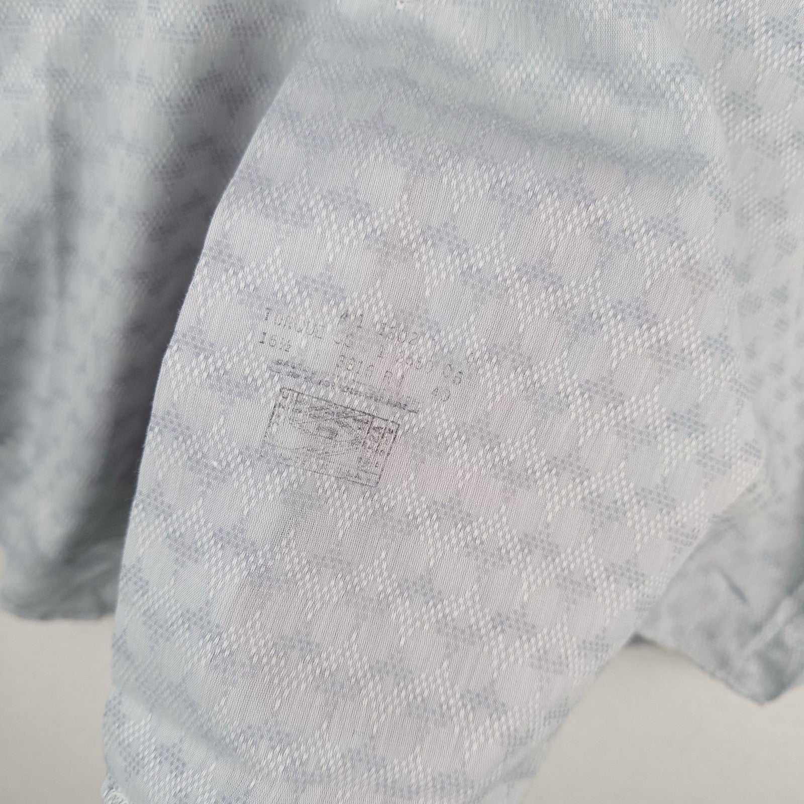 70’s Vtg Manhattan Torque 16.5 M Blue Button Down Shirt Lightweight Jacquard