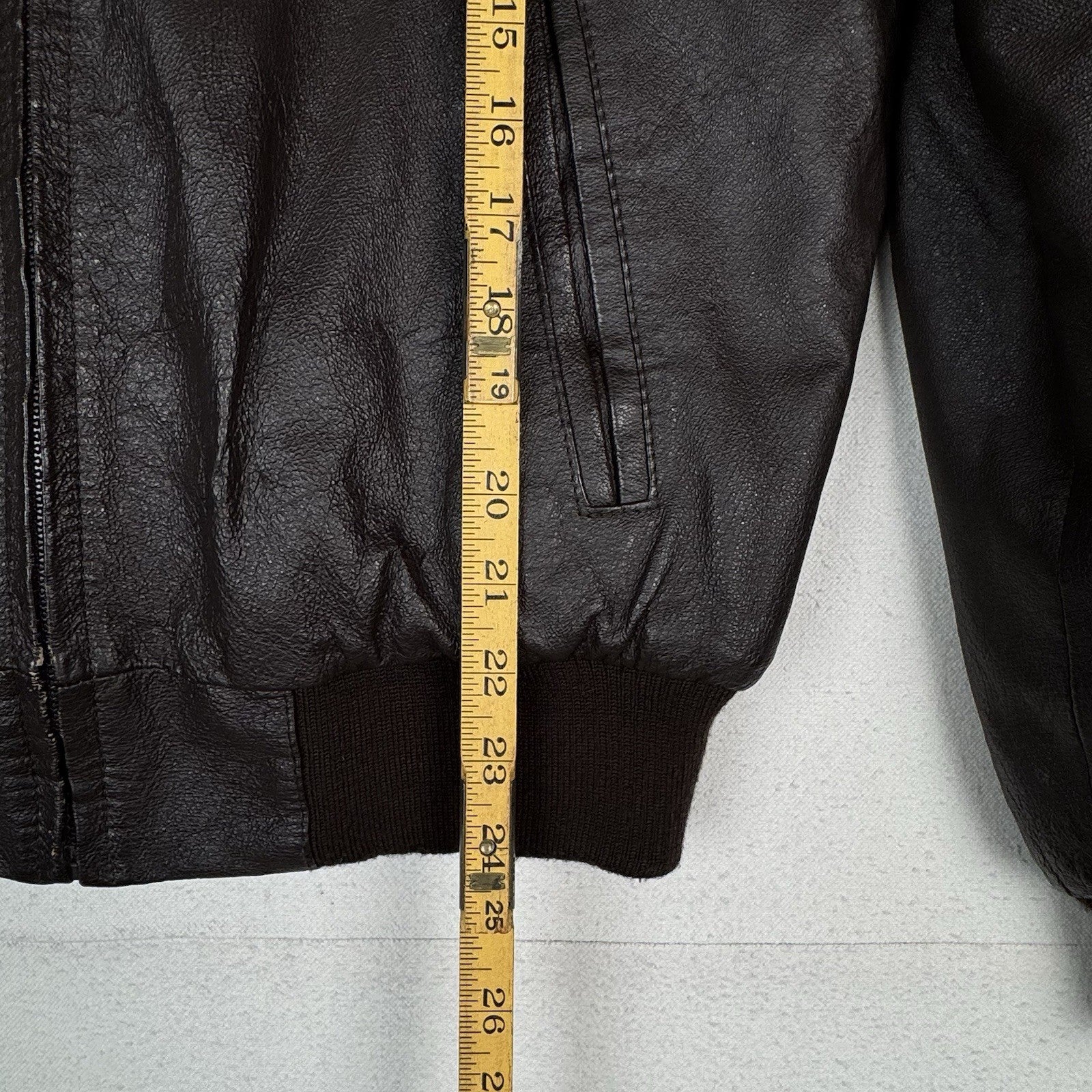 John Blair Leather Western Bomber Aviator Jacket Brown Mens’s Small