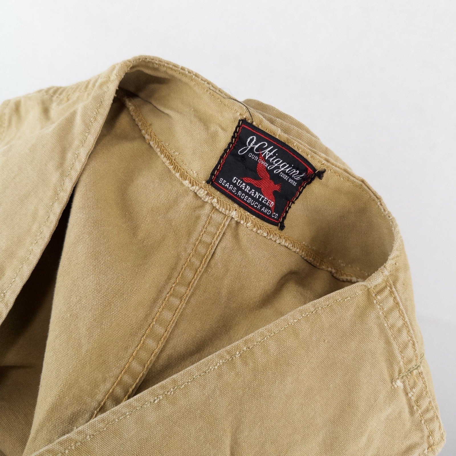 50's Vtg JC Higgins Hunting Shooting Vest Mens L (44) Canvas Khaki Tan Sportsman