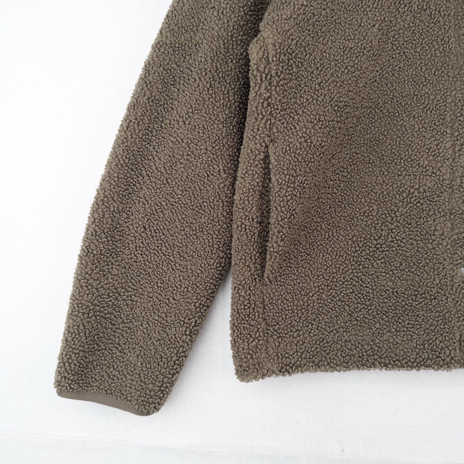 Uniqlo Pile Fleece Military Crew Cardigan Sweater Jacket Coffee Brown Small (38)