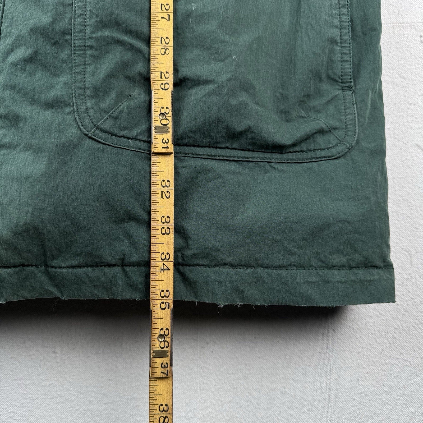90’s Vtg L.L. Bean Men’s L Goose Down Faux Fur Hooded Parka Puffer Jacket Green