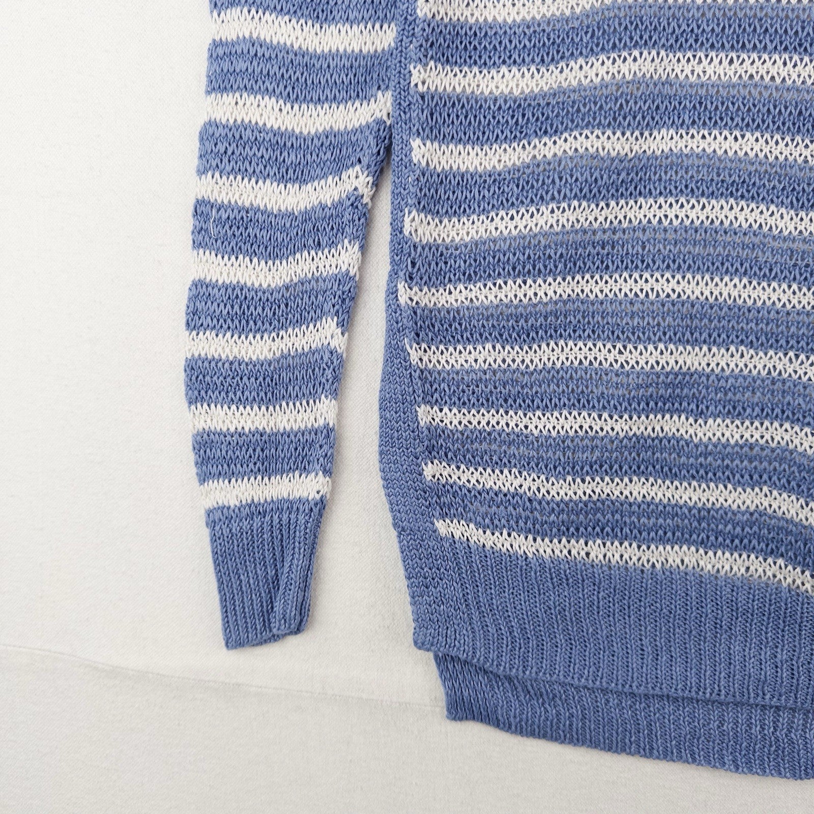 Polo Ralph Lauren Womens XS Boat Neck Blue Striped 100% Linen Knit Sweater Beach