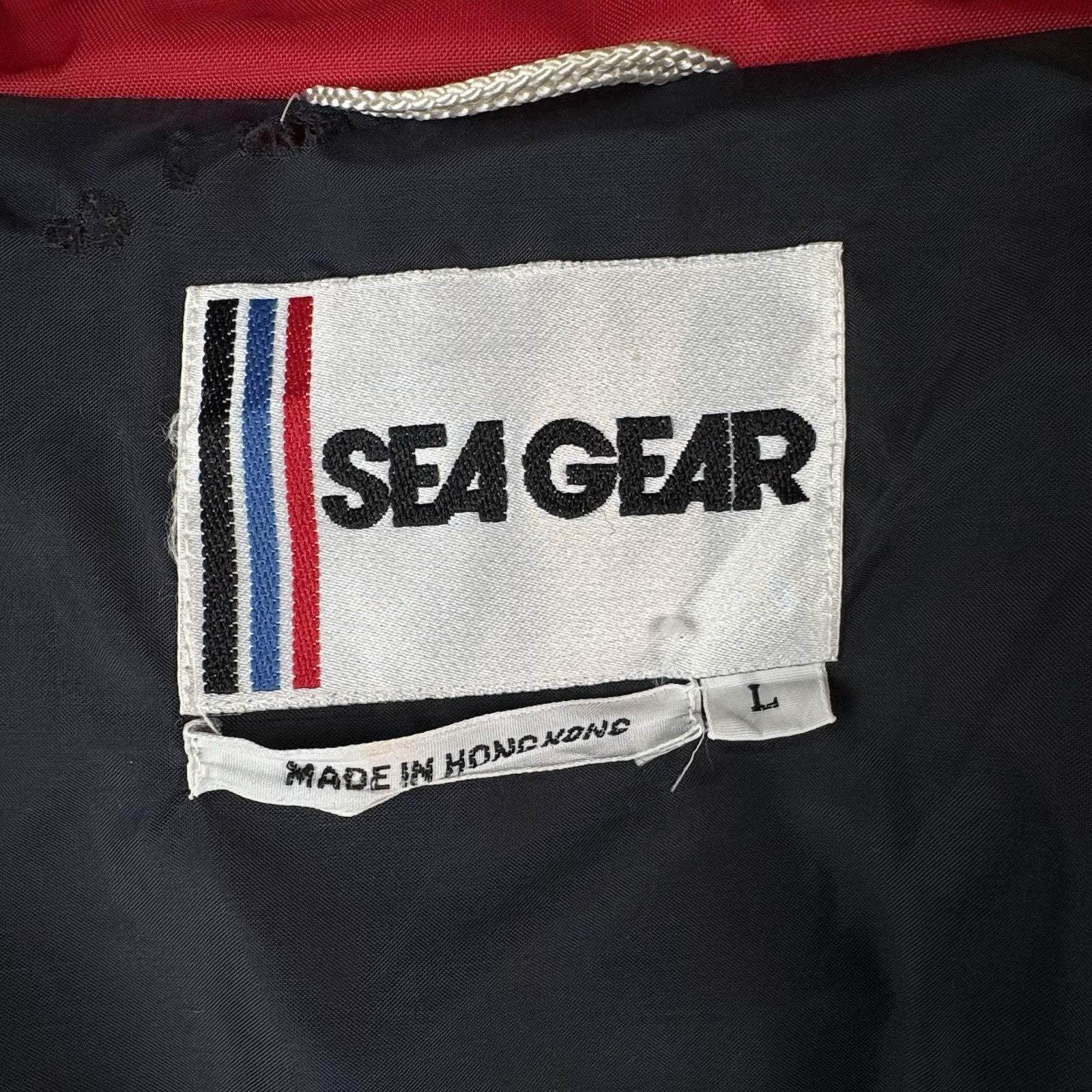 Vtg Sea Gear North Sea Fishing Jacket Mens L  Red Zip Hooded 41118 Raincoat
