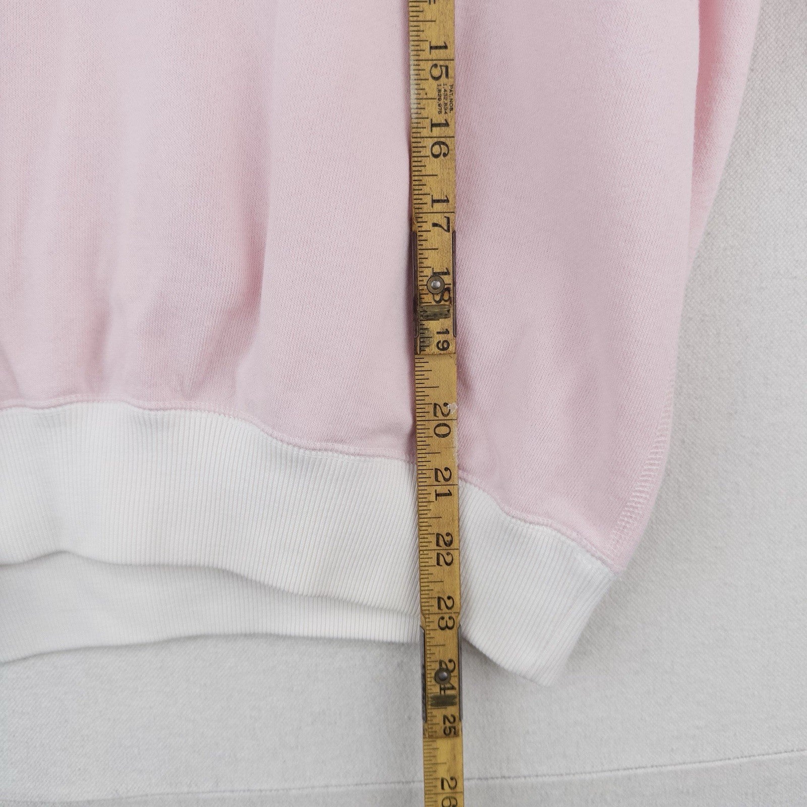 90s Ralph Lauren Womens Small Pink White Shawl Collar Fleece Pullover Sweatshirt
