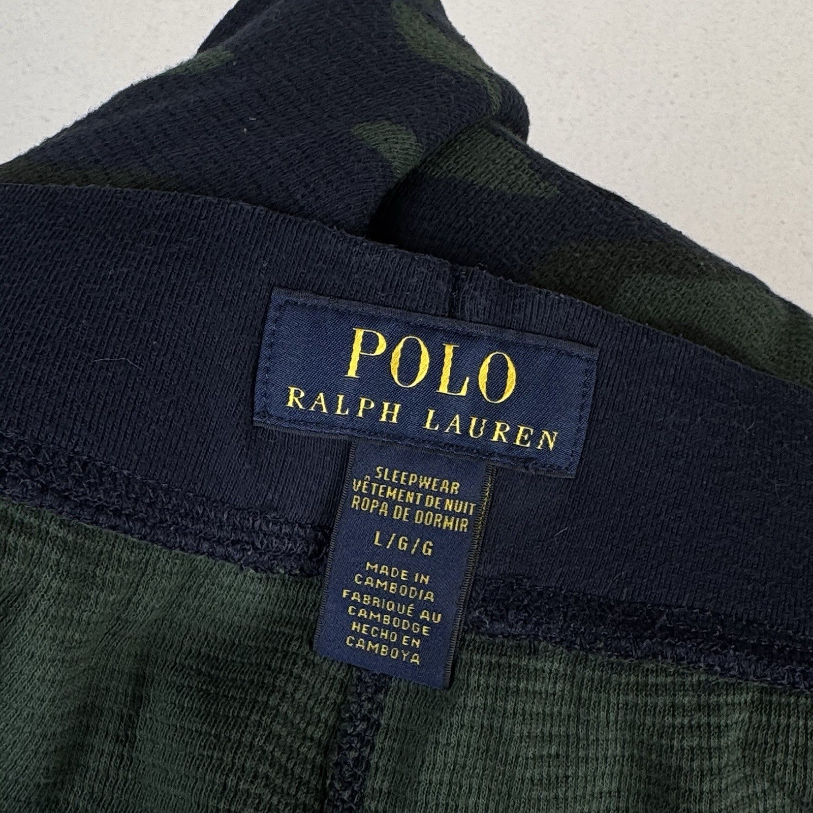 Polo Ralph Lauren Men's Navy Camo Waffle Knit Thermal Sleep Jogger Pants Large L