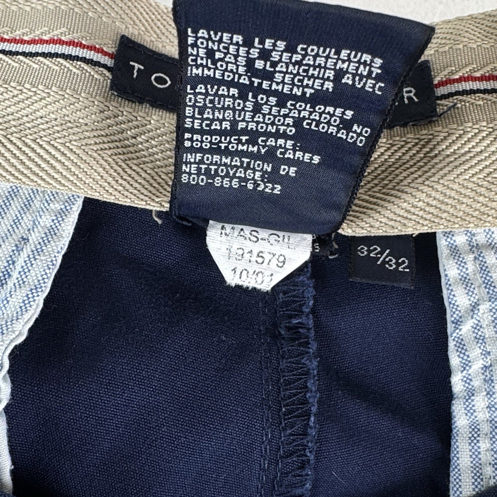 Vintage Tommy Hilfiger Men’s Embroidered Patch Navy Blue Chino Pants 32x32 Y2K