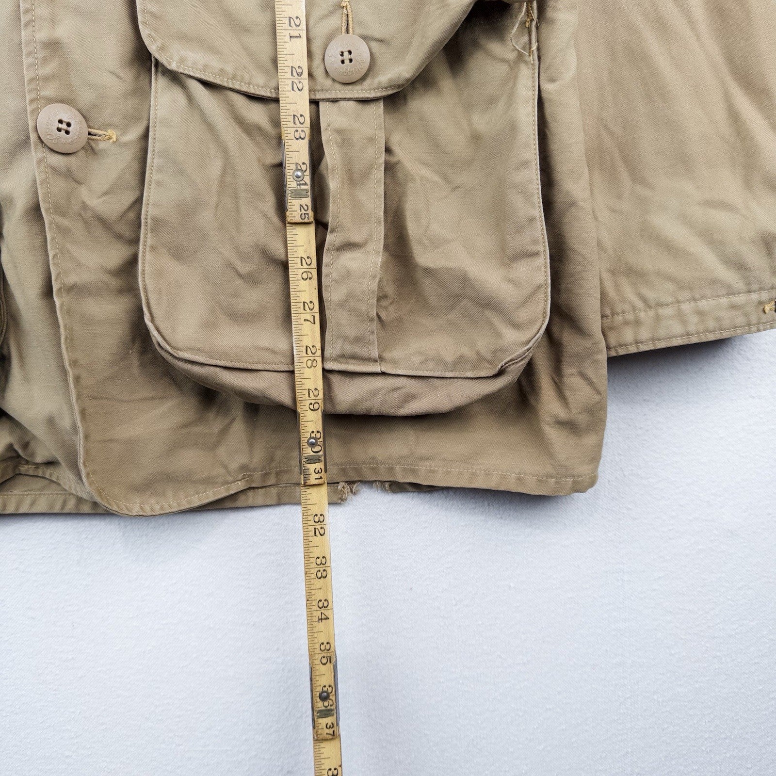 50’s Vtg JC Higgins Men’s L Canvas Hunting Jacket Tan Corduroy Shooting Coat USA