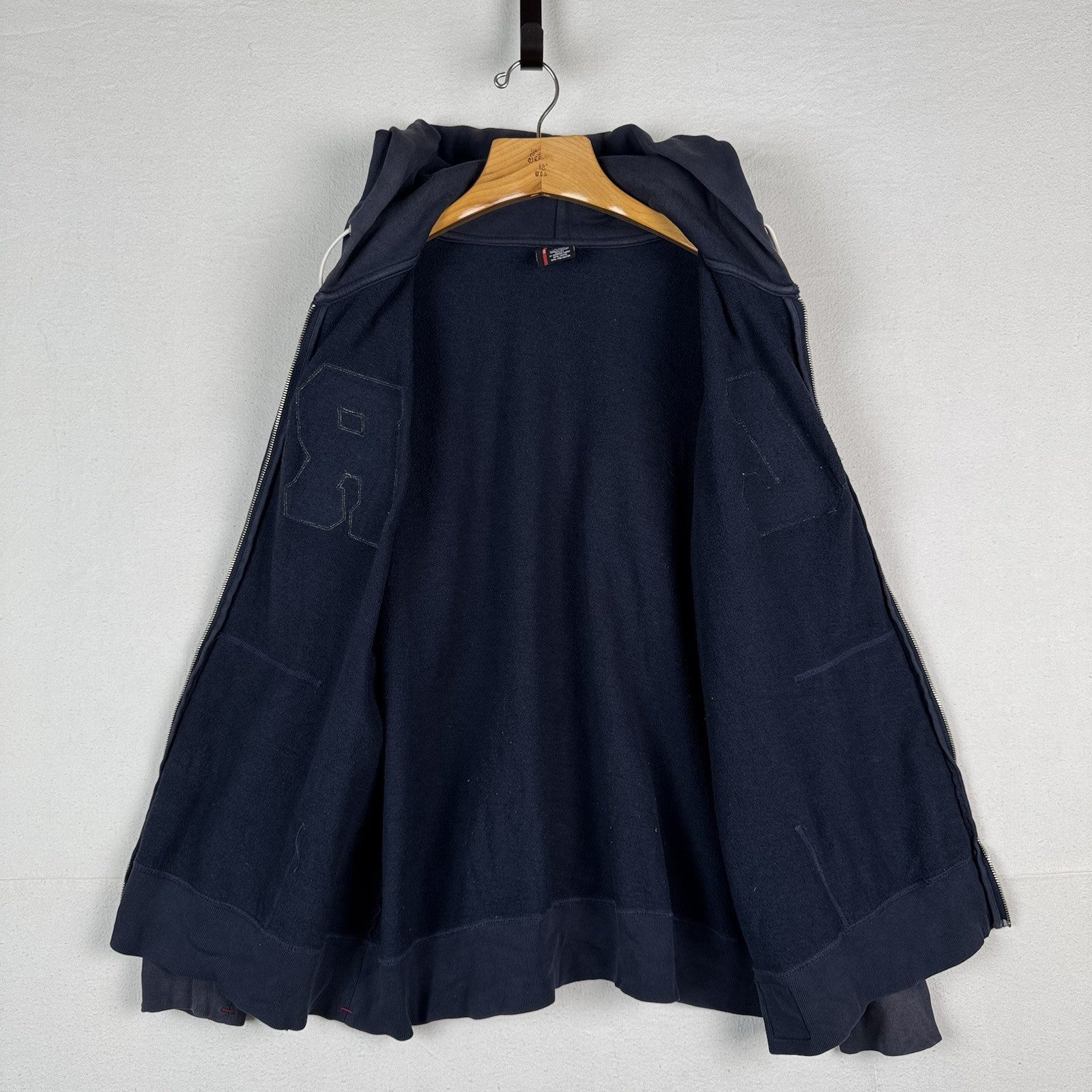 90’s Vtg Polo Jeans Co Ralph Lauren Men’s 2XL RL Letterman Full Zip Hoodie Blue