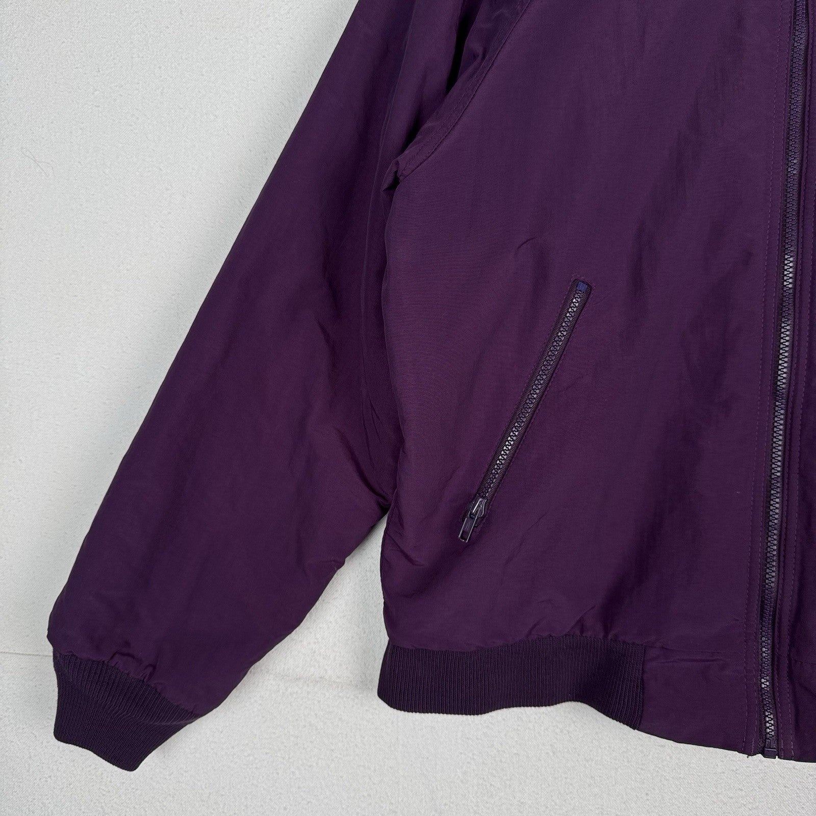Vintage Lands End Squall Bomber Jacket Men’s M Purple Fleece Lined Made In USA