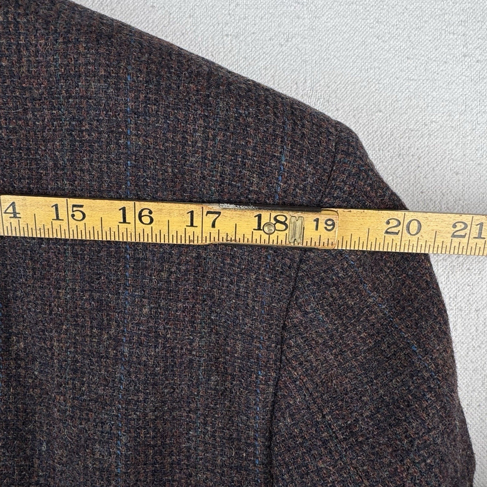 Vintage Kuppenheimer 42R Relaxed Brown Blue Tweed Double Breasted Wool USA