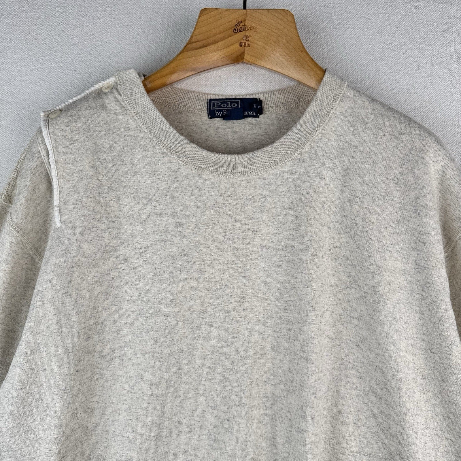90s Vtg Polo Ralph Lauren Sailor Shoulder Button Sweater Alpaca Beige 2XL *Read