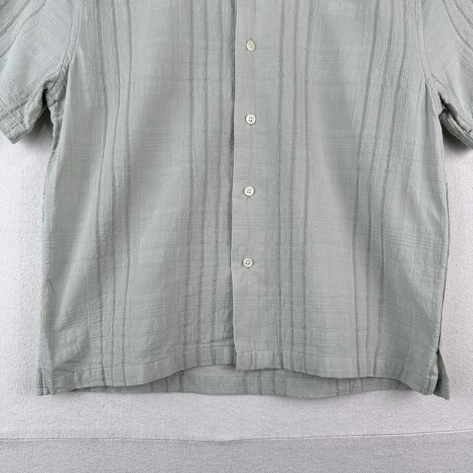 Abercrombie & Fitch Shirt Men XS Sage Green Linen Blend Camp Collar Resort Shirt