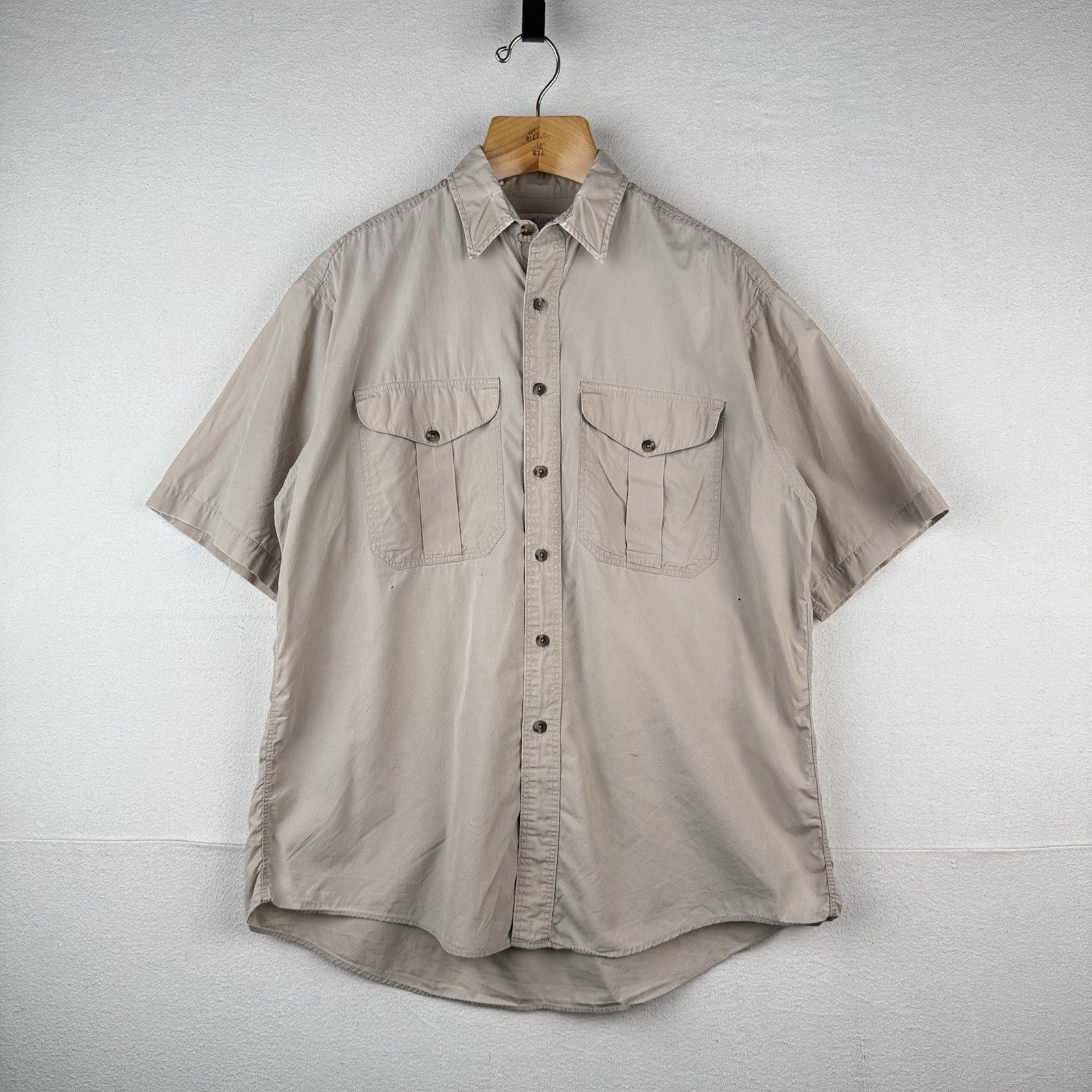 Vintage C.C. Filson Khaki Short Sleeve Camp Shirt Men’s Large Button Up Made USA