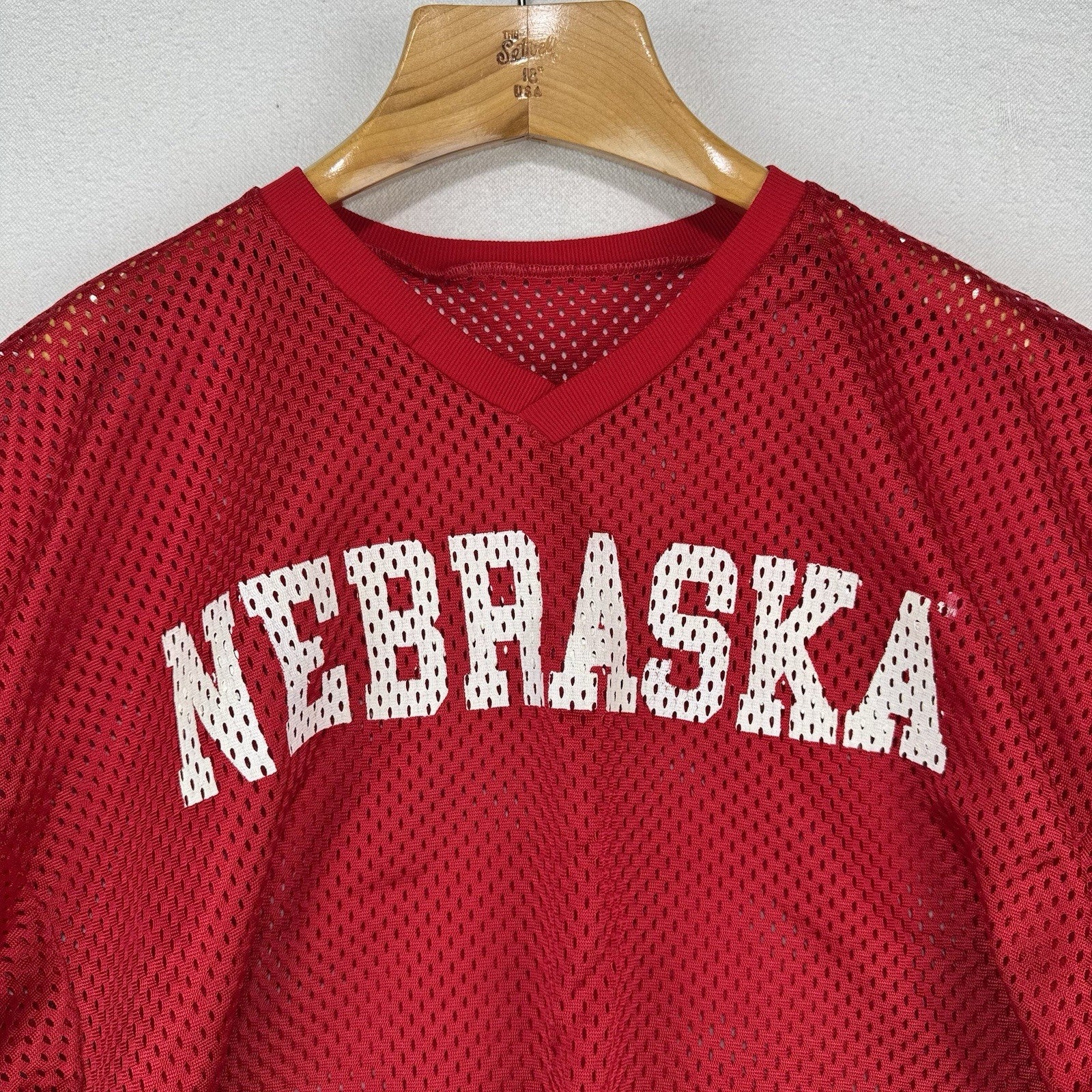 90’s Vintage Champion Nebraska Men’s L Football Practice Jersey Cropped Fishnet