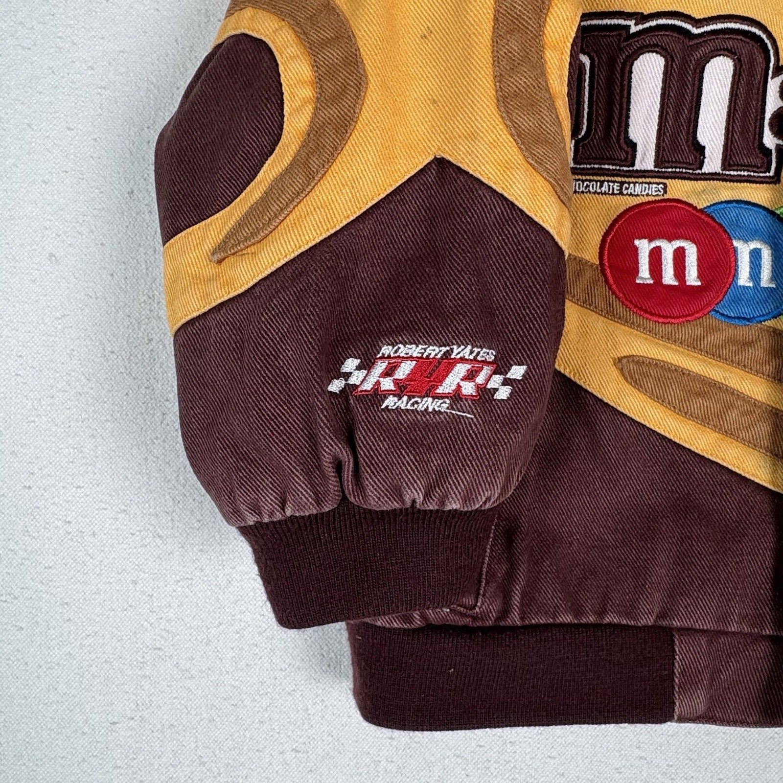 Vintage M&M NASCAR Jacket Elliot Sadler Kids 4T JH Design Yellow Racing Read*