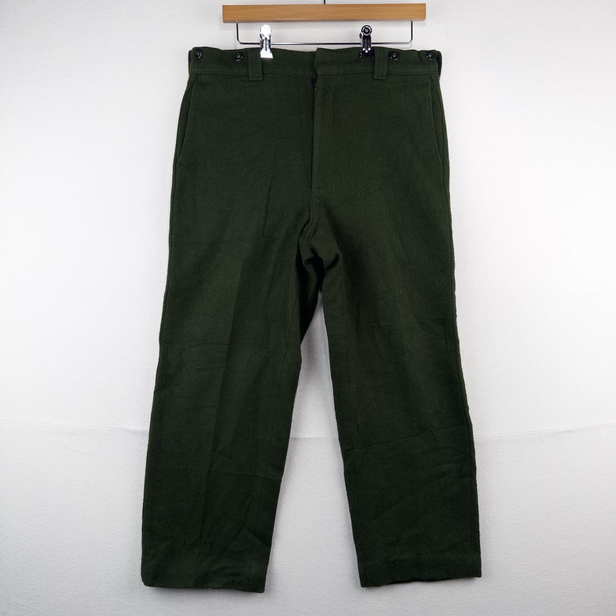 70’s Vtg Woolrich Hunting Malone Pants 34x26 Wool Forest Green High Rise 12” USA