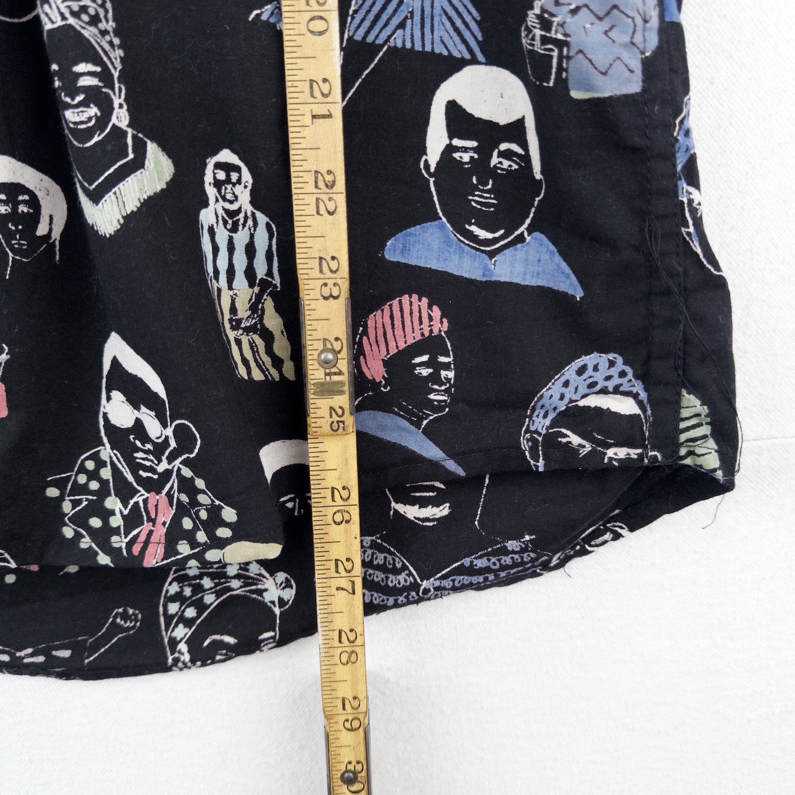 Hand Drawn People Face Illustrated All Over Print Short Sleeve Buttonup Shirt XL