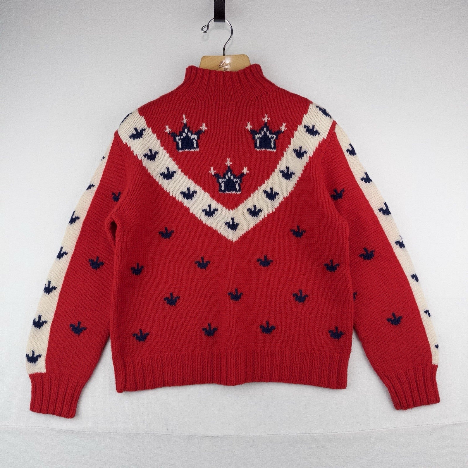 50’s Vtg Royal Crown Hand Knit Wool Sweater Pullover Mock Neck Men’s Medium 38