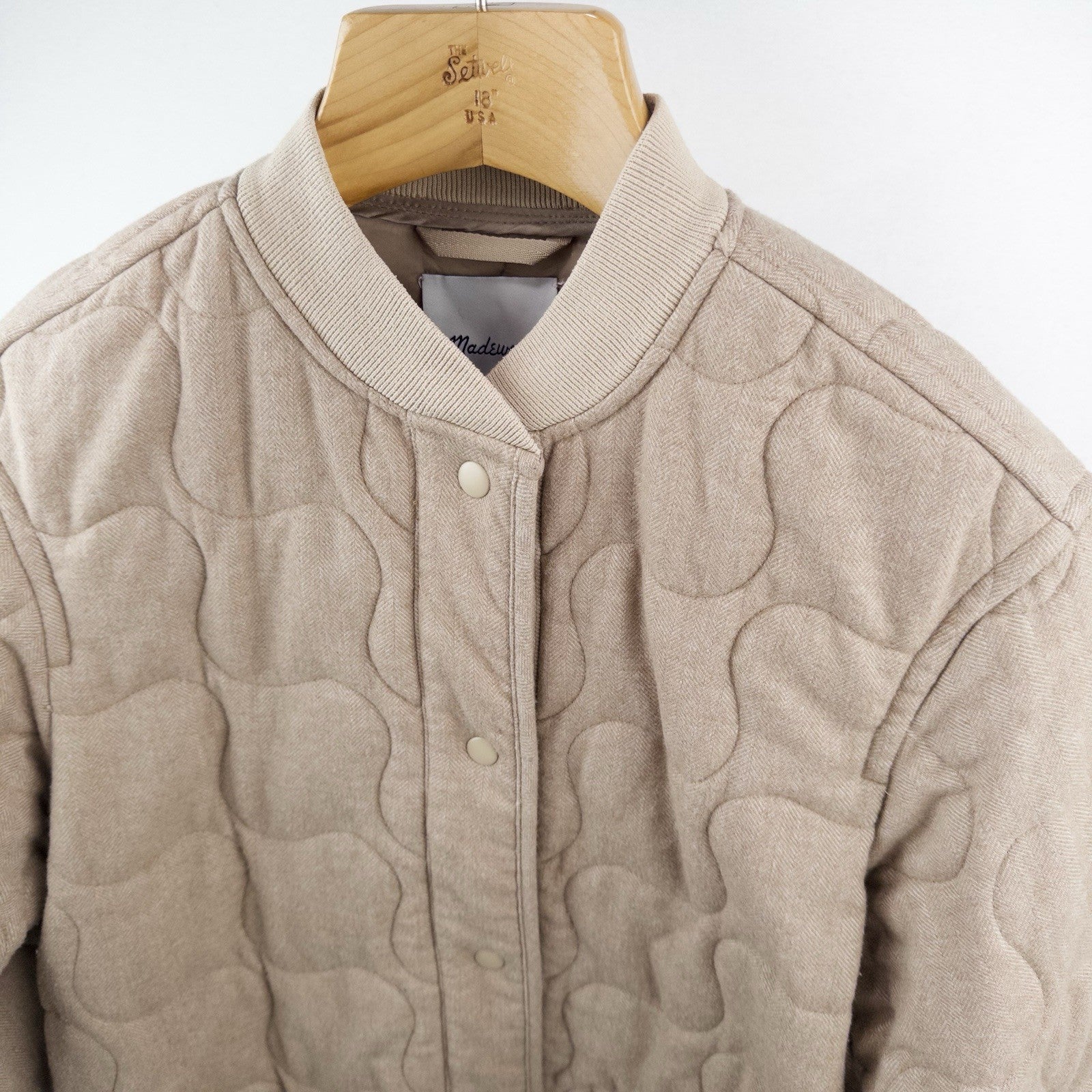 Madewell Quilted Oversized Wool Bomber Jacket Women’s Small Beige