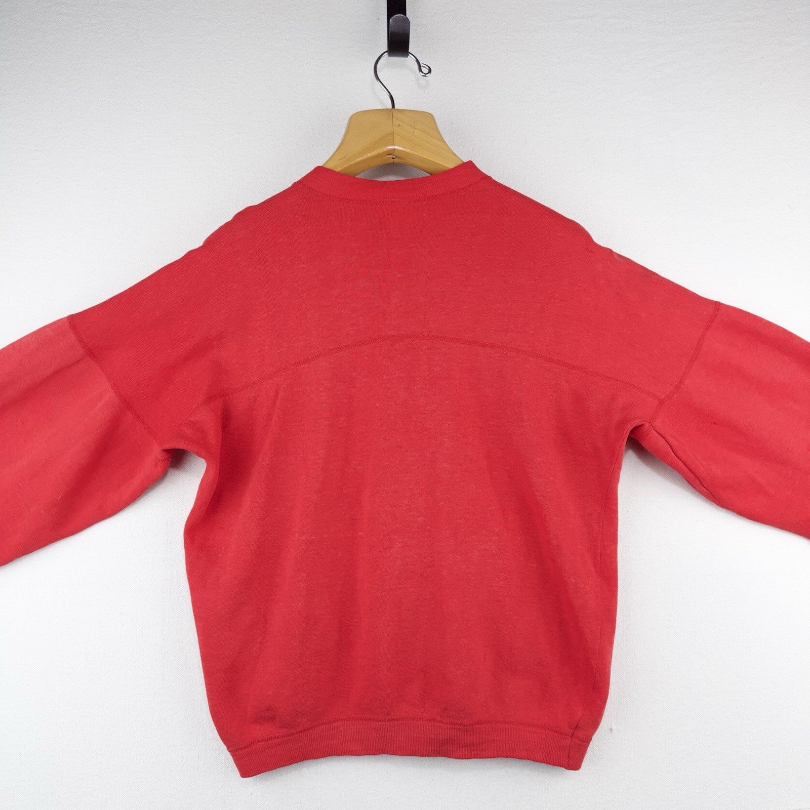 80’s Vtg Bassett Walker Henley Sweatshirt Men’s L 42-44 Faded Red *Distressed