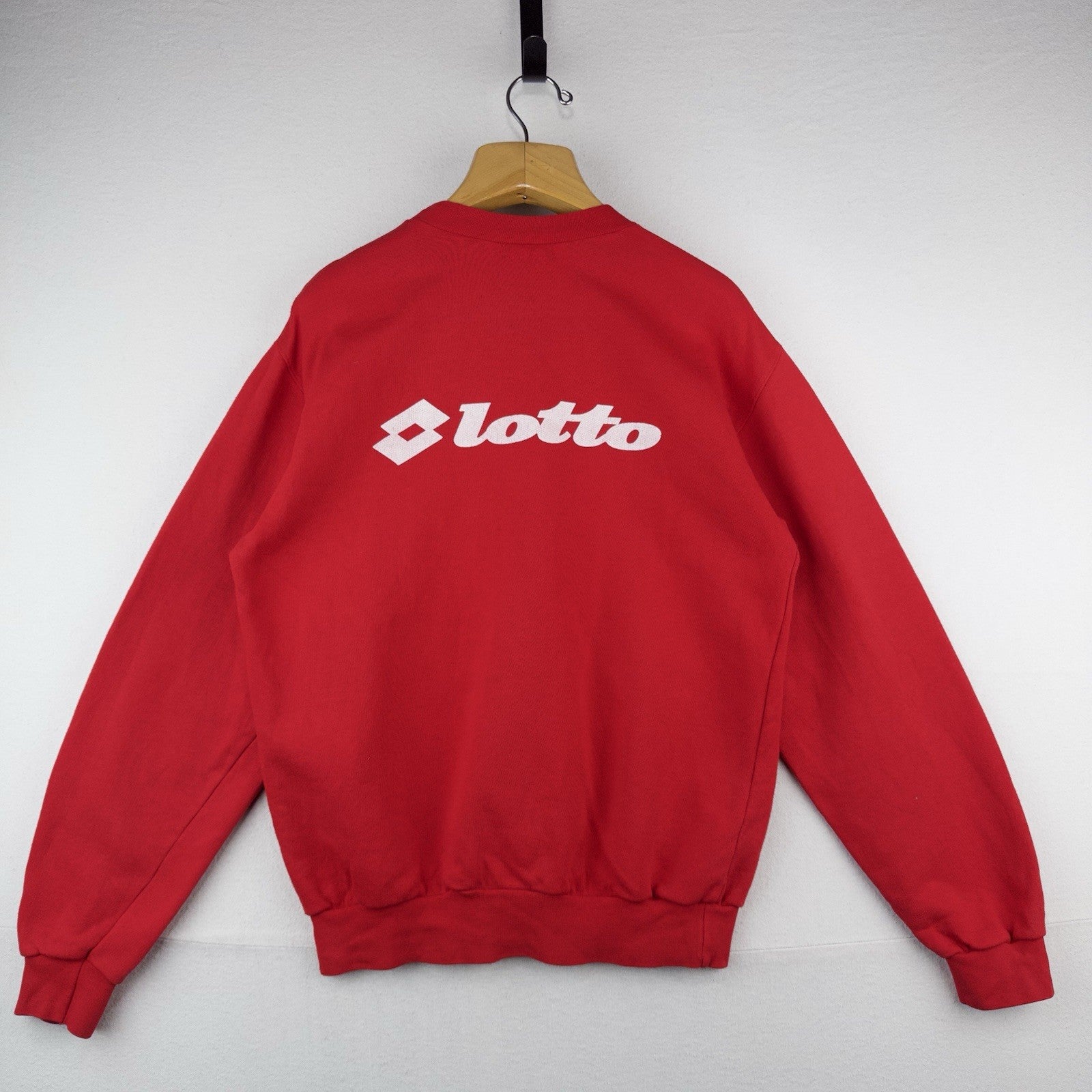 90’s Vtg Lotto Big Logo Red Crewneck Sweatshirt Men’s XL  (44) Made In Italy