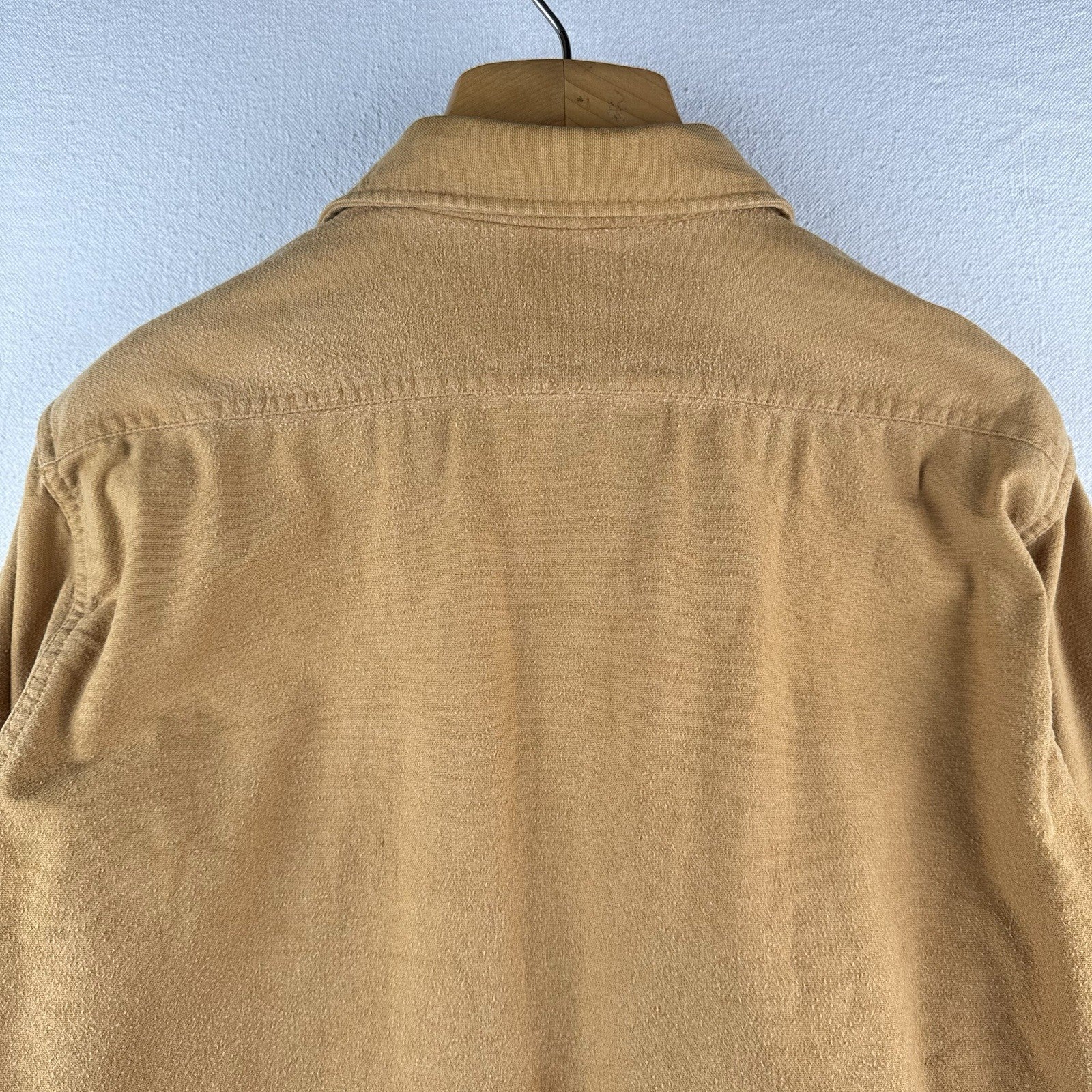 80’s Vtg OshKosh Bgosh Shirt Mens L Camel Tan Chamois Flannel Button USA Made
