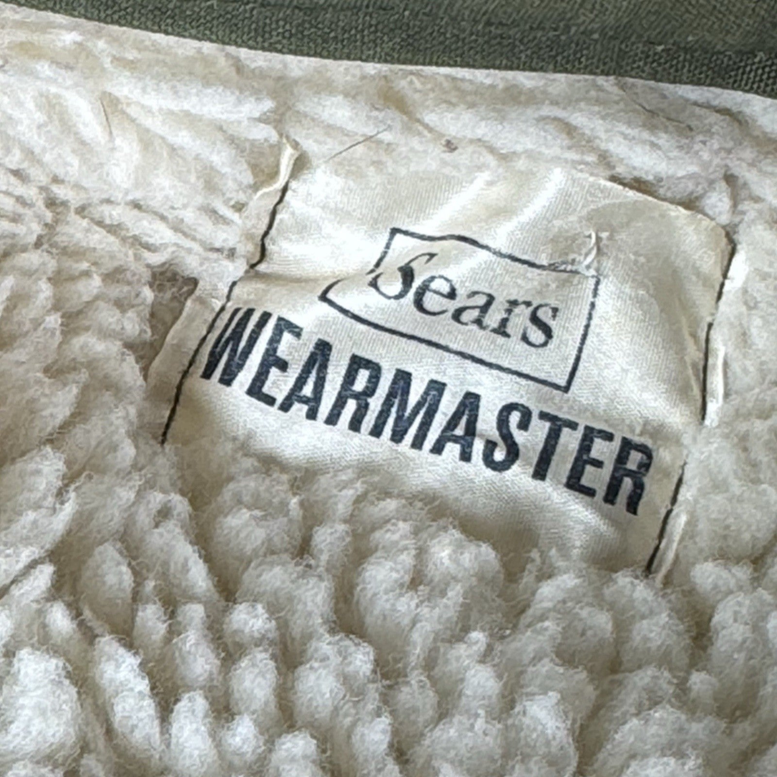 Vintage 60s 70s Sears Wearmaster Green Military Car Coat Parka Fits Chest 42”