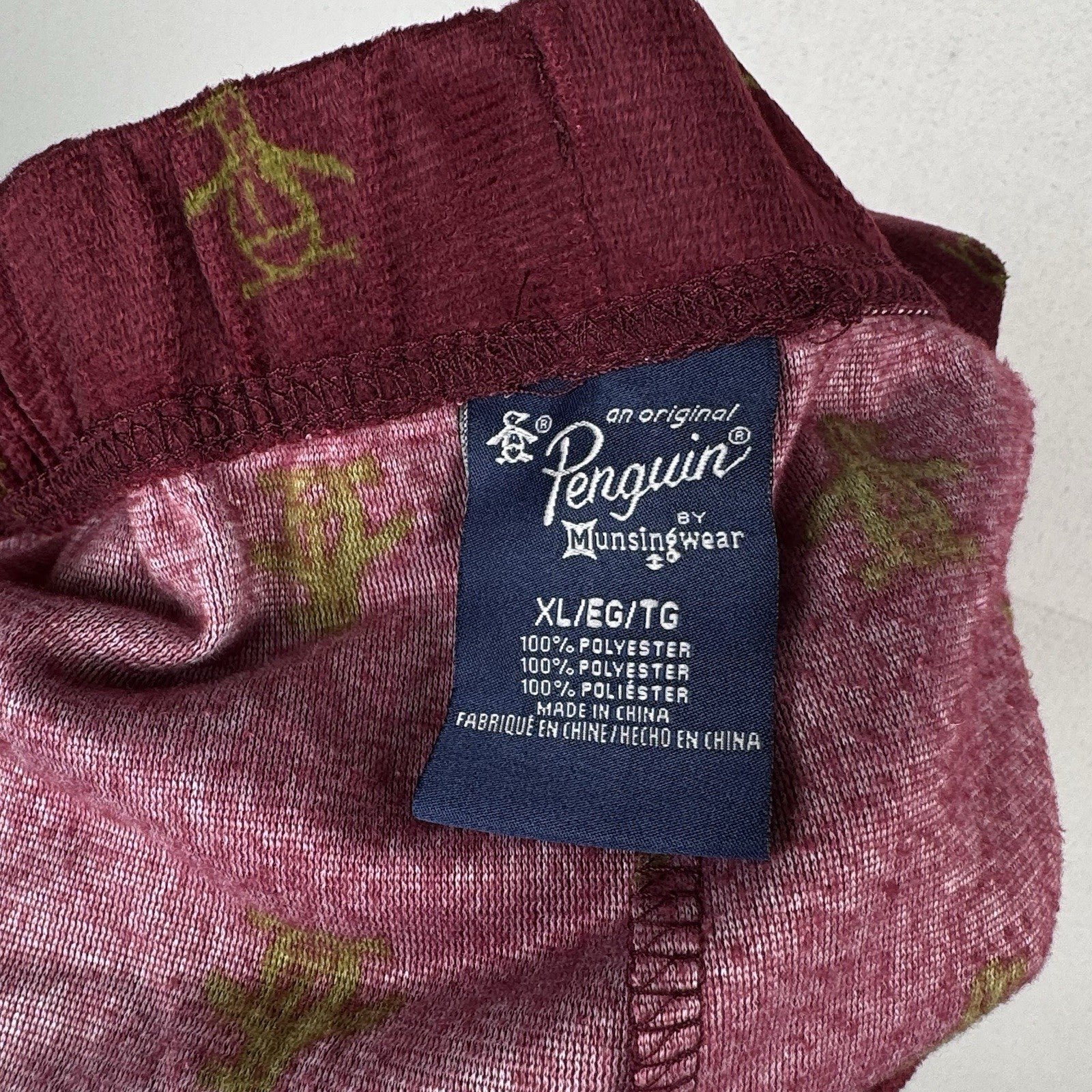 Penguin by Munsingwear Velour Logo All Over Print  Loungewear PJ Pants Men’s XL