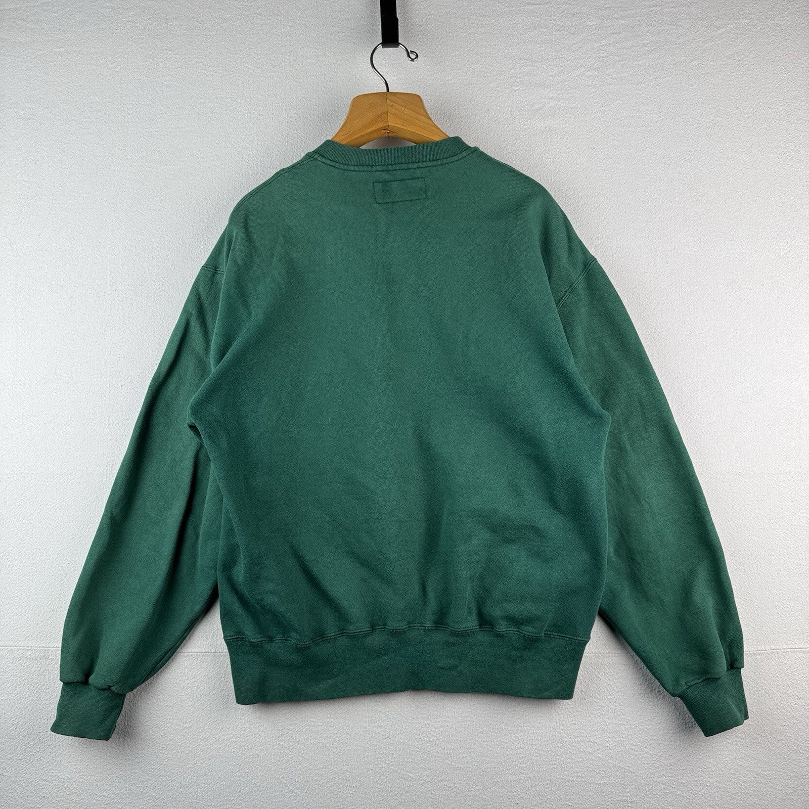 90s Vintage LL Bean X Russell Athletic Men's Large Green Henley Sweatshirt USA