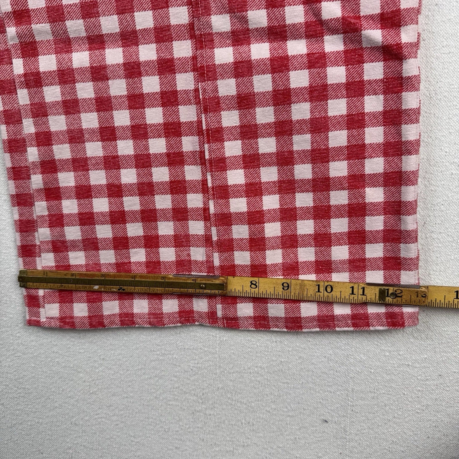 Vtg Gingham Womens 28x30 Wide 13” Leg High Waist Pants Red & White Patch Pockets