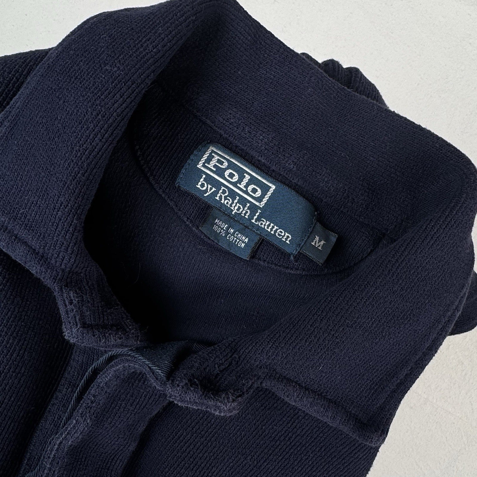 Polo Ralph Lauren Mens Fleece Collar Quarter Button Blue Sweatshirt Rugby Medium