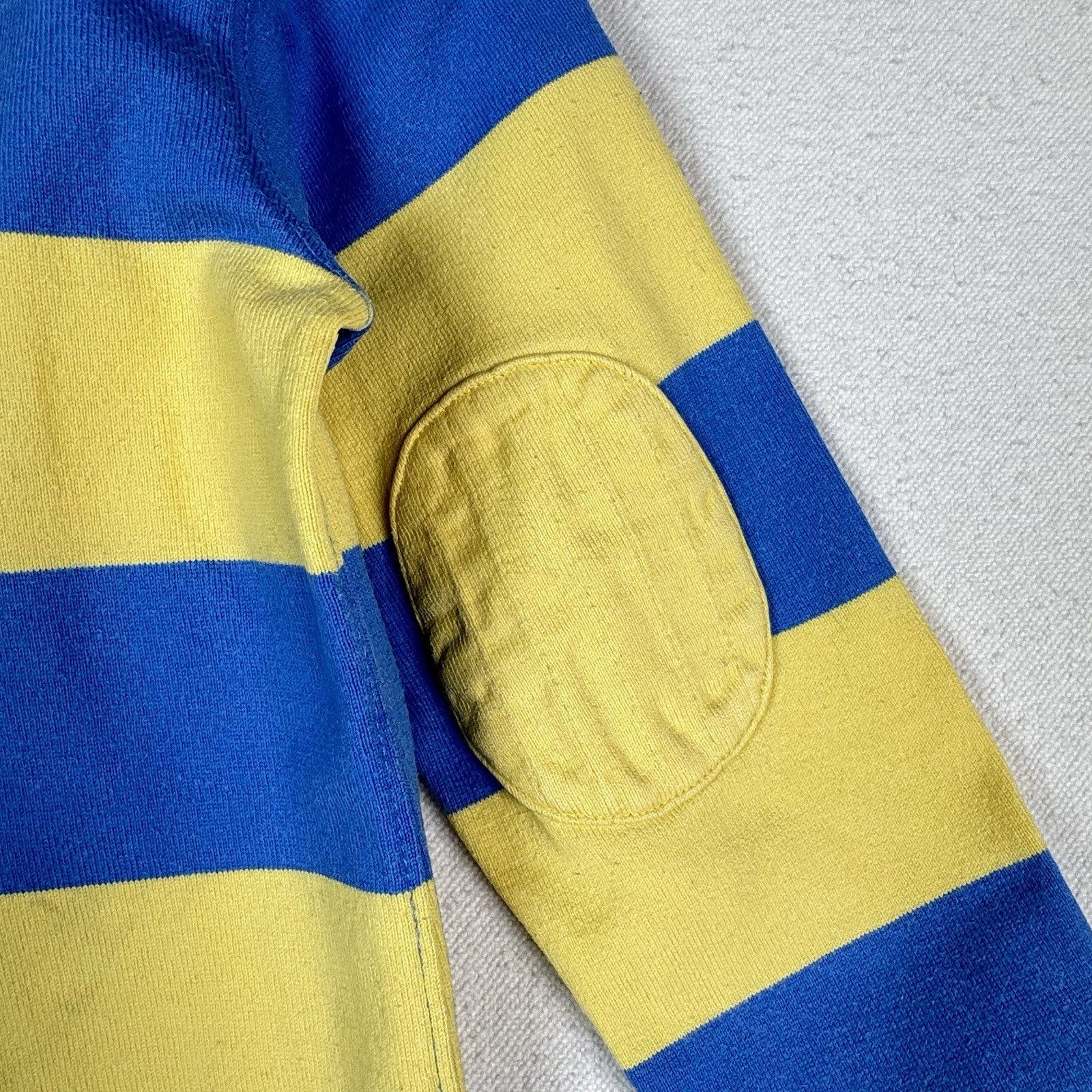 Polo Ralph Lauren Size 5 Rugby Blue Yellow Stripe Quilted Shoulder Elbows *Read