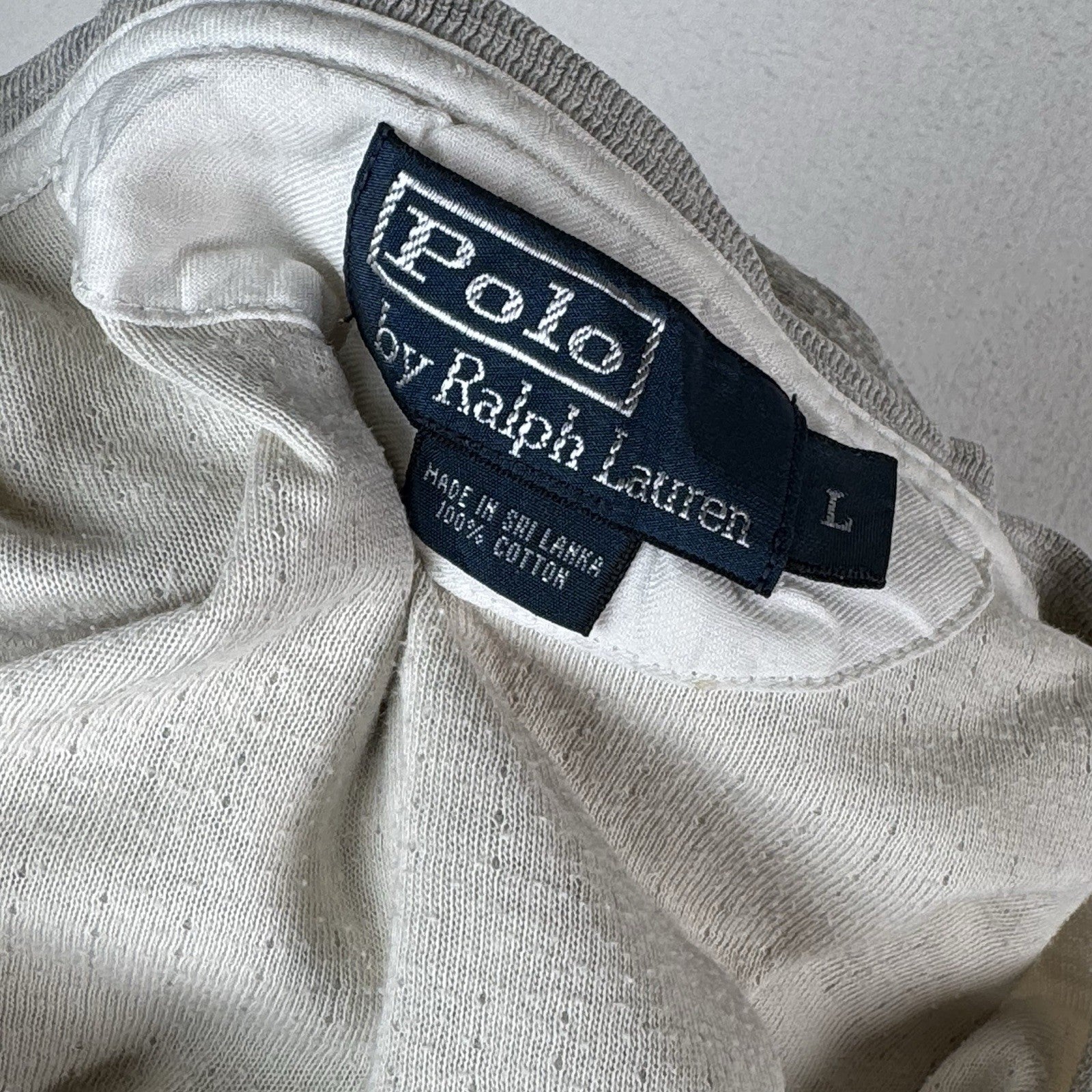 Vintage Polo Ralph Lauren Shirt Mens L Heather Gray Henley Long Sleeve Thermal