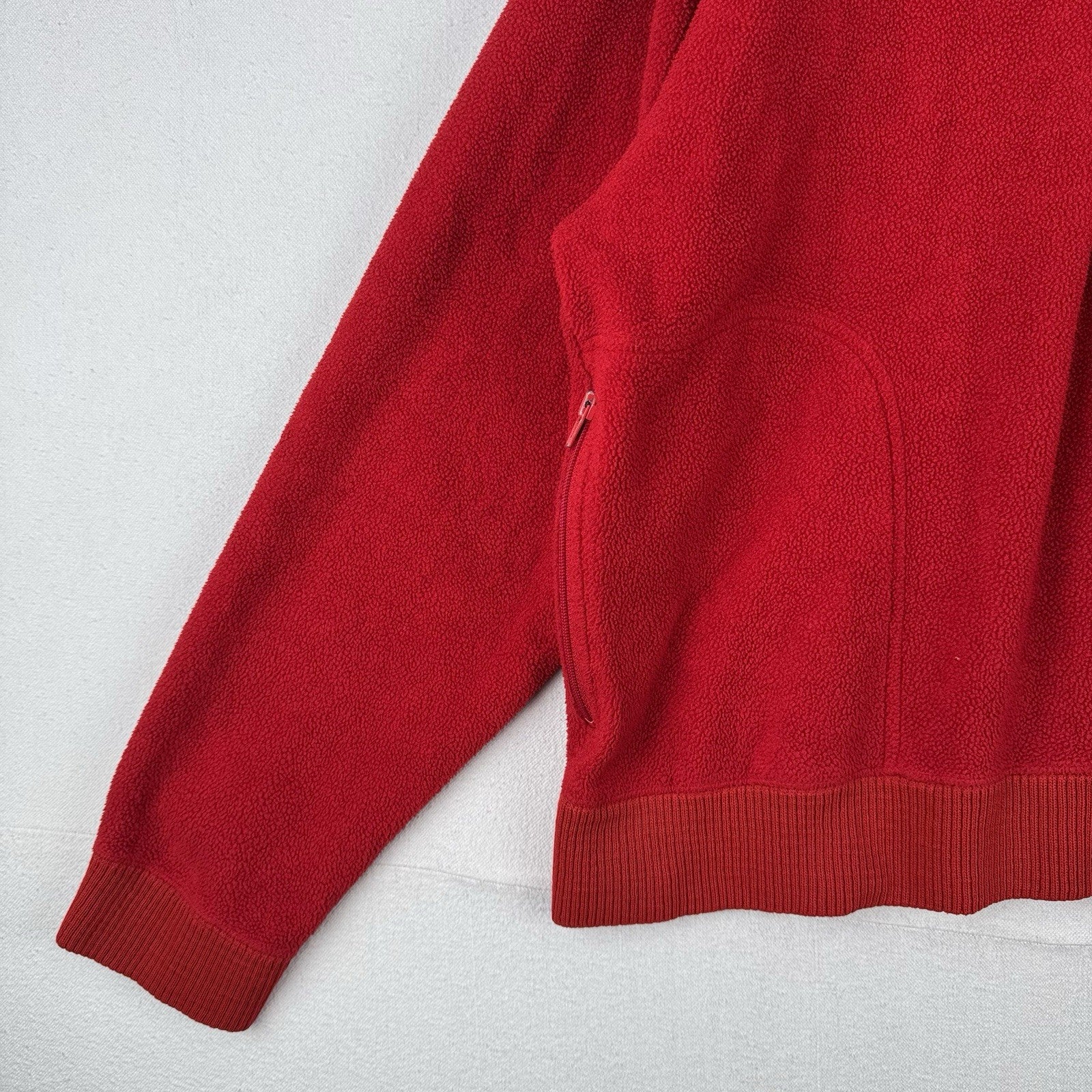 90’s Vtg Polo Ralph Lauren Fleece Polo Pullover Men’s Large Red Made USA