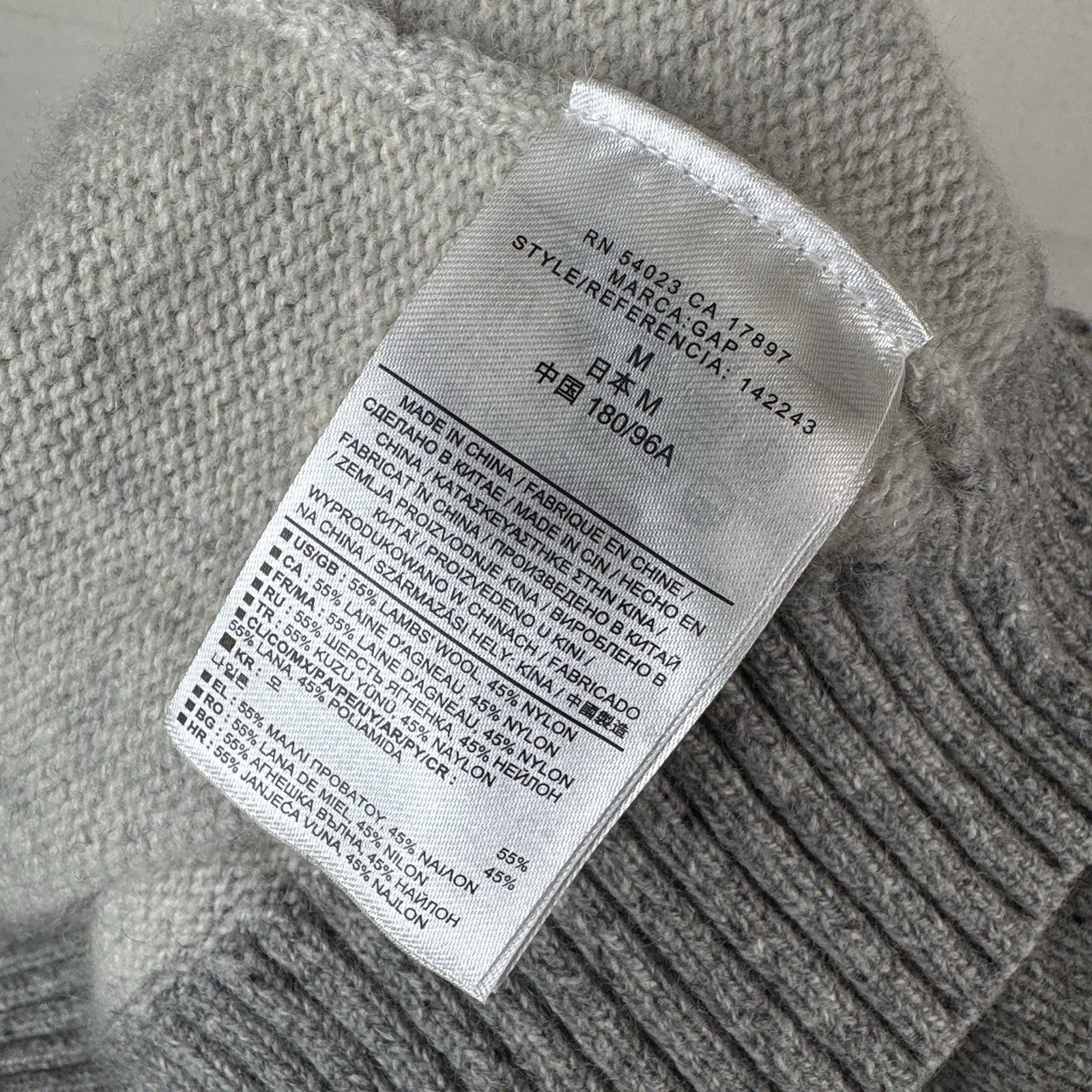 Gap Lambswool Sweater Men's Donegal Eng Stripe Gray Off-white Medium